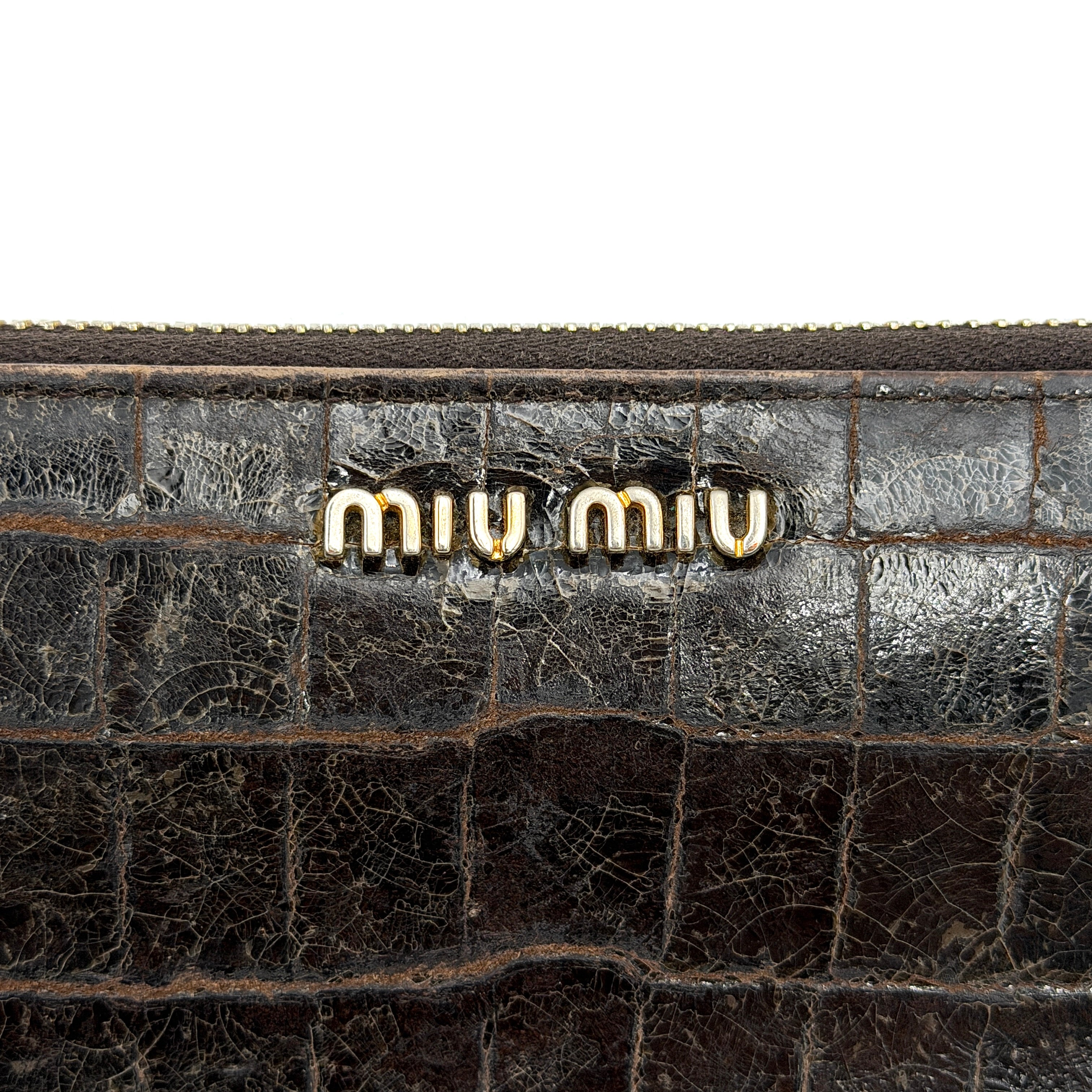Miu Miu Embossed Logo Long Wallet Black