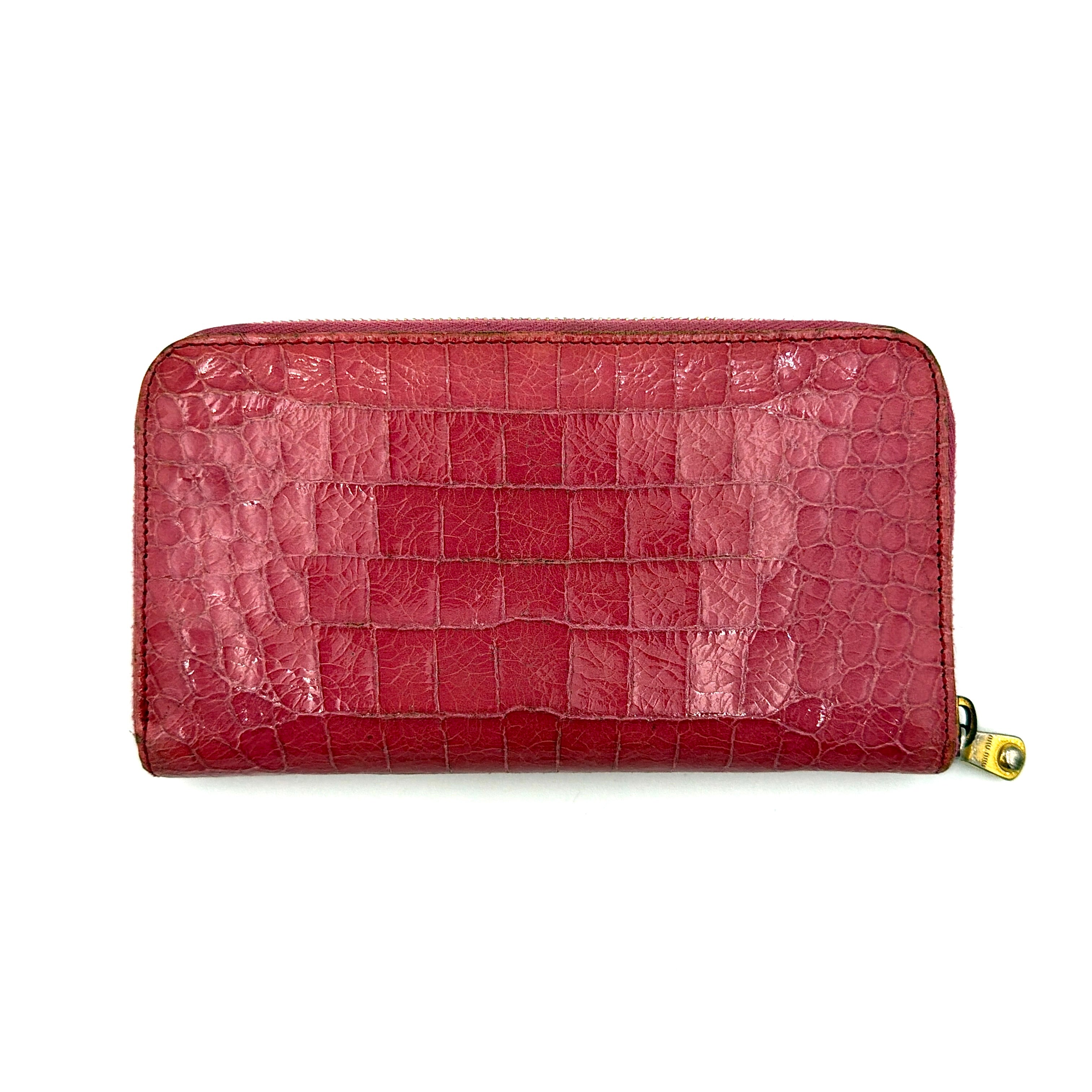 Miu Miu Embossed Logo Long Wallet Pink