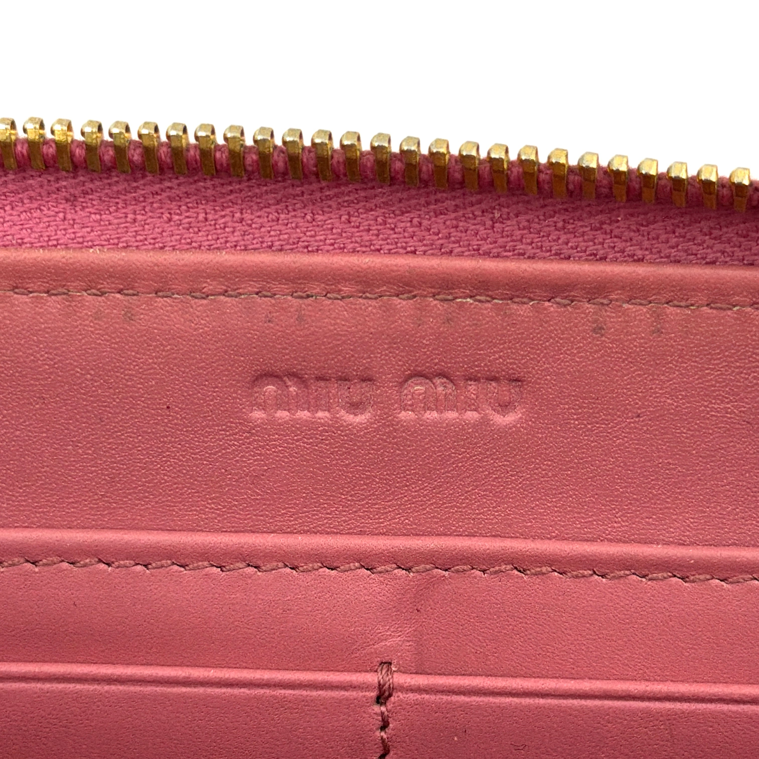 Miu Miu Embossed Logo Long Wallet Pink
