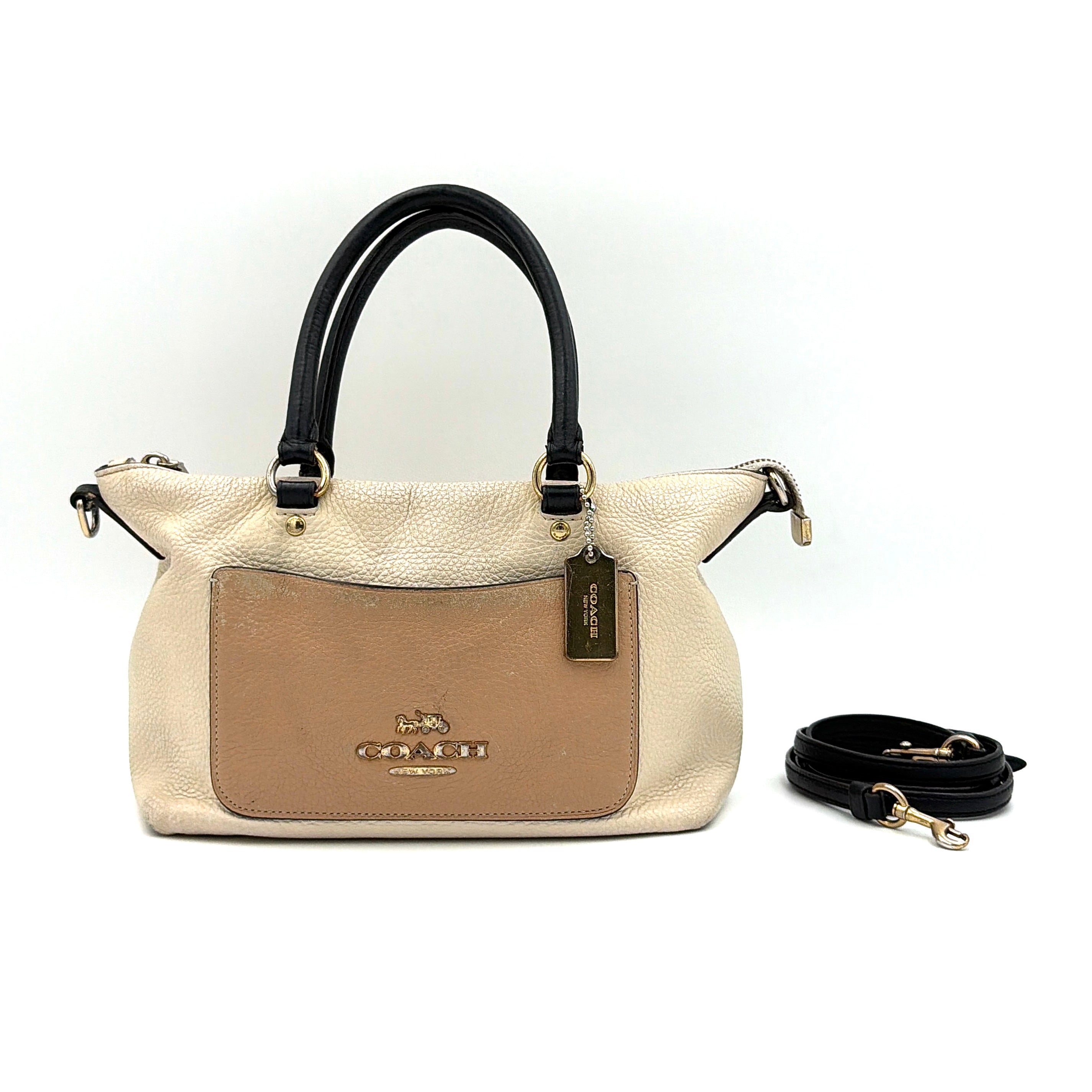 Coach 2Way Emma Leather Shoulder Bag White/Beige