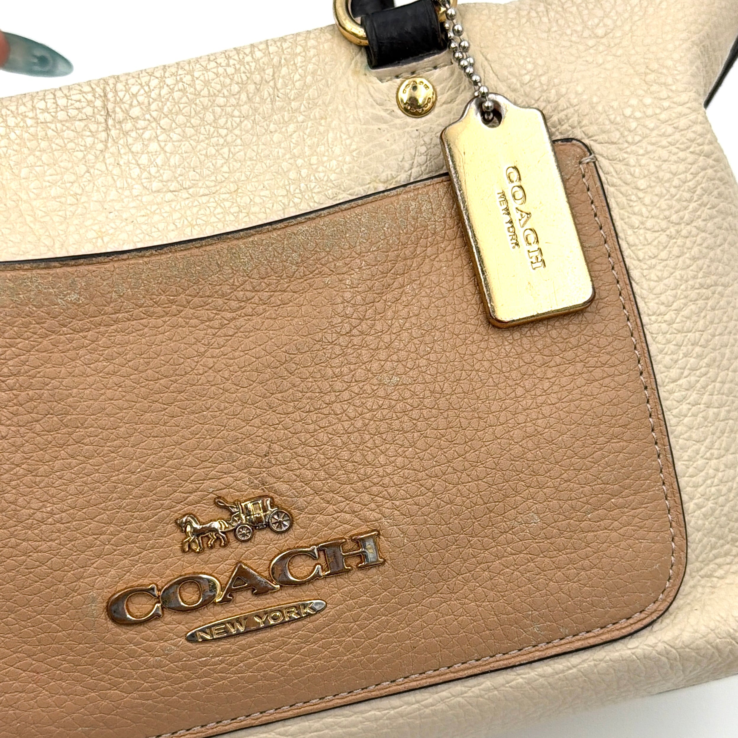 Coach 2Way Emma Leather Shoulder Bag White/Beige