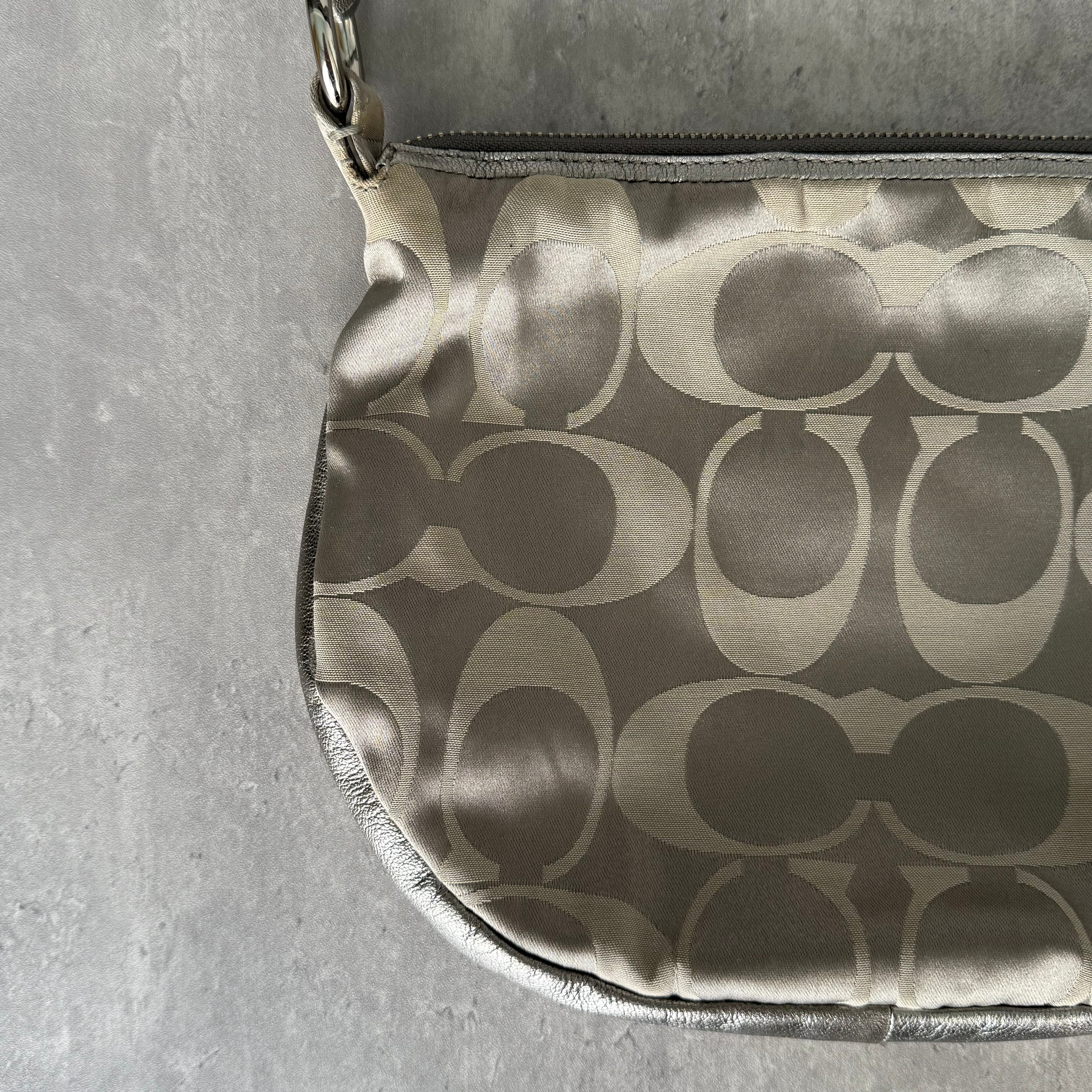 Coach Y2K Signature Hobo Shoulder Bag Silver