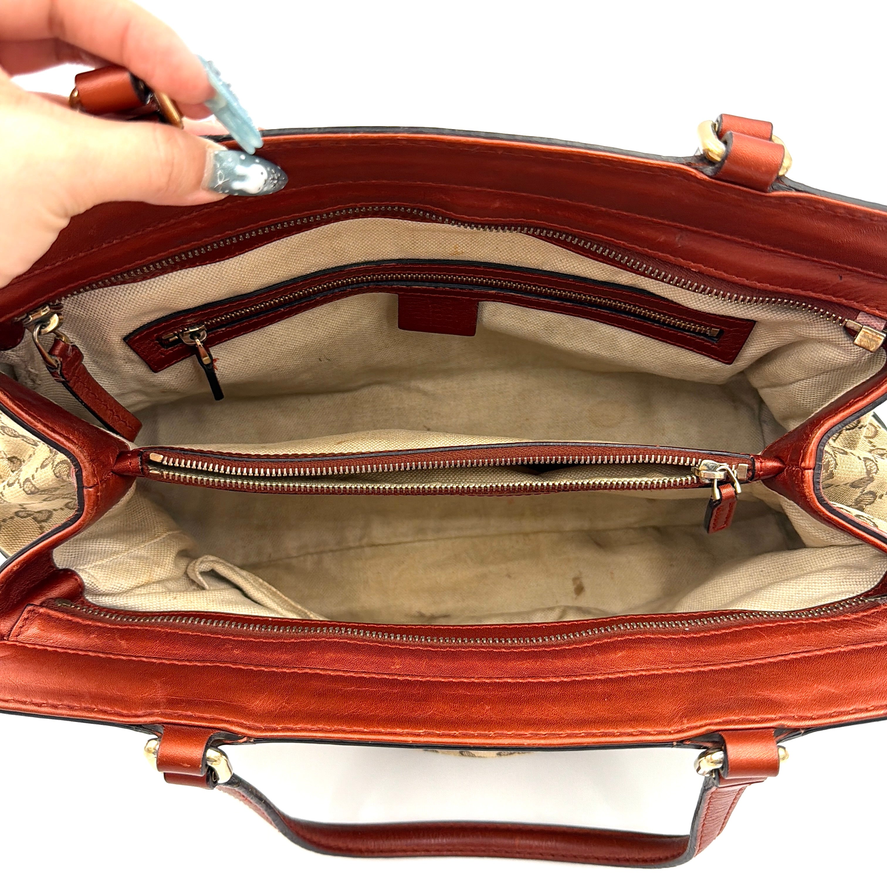 Gucci GG Monogram Mayfair Shoulder Bag Orange/Beige