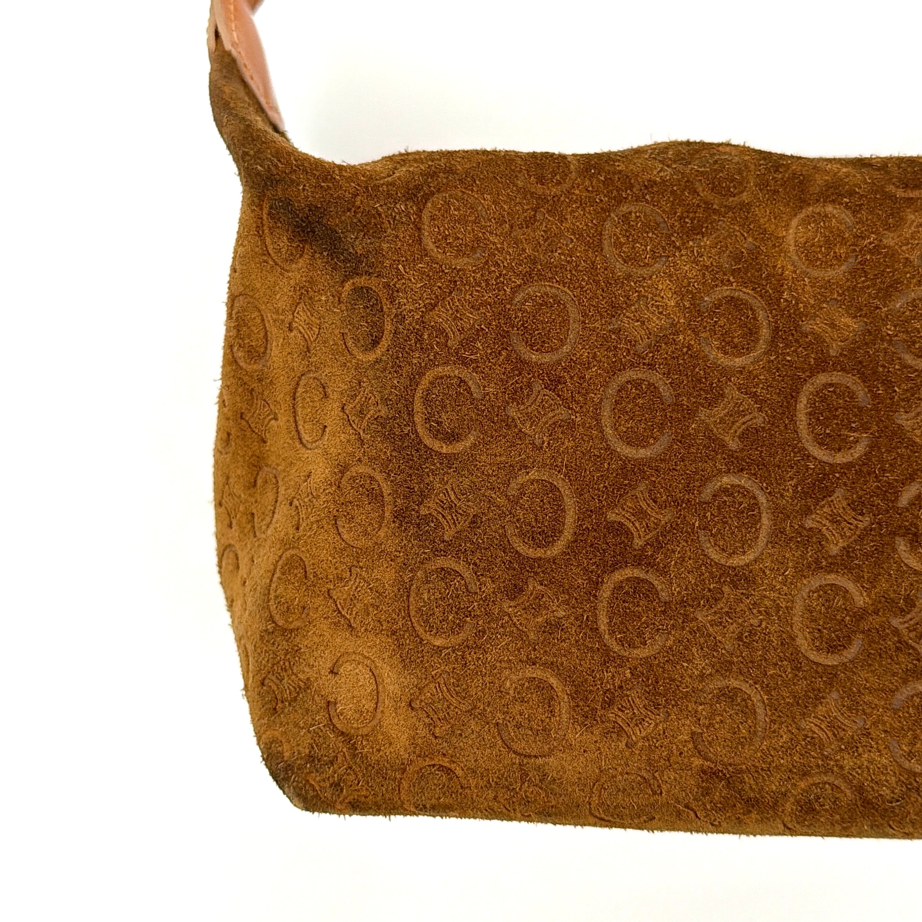 Celine Suede Shoulder Bag Brown