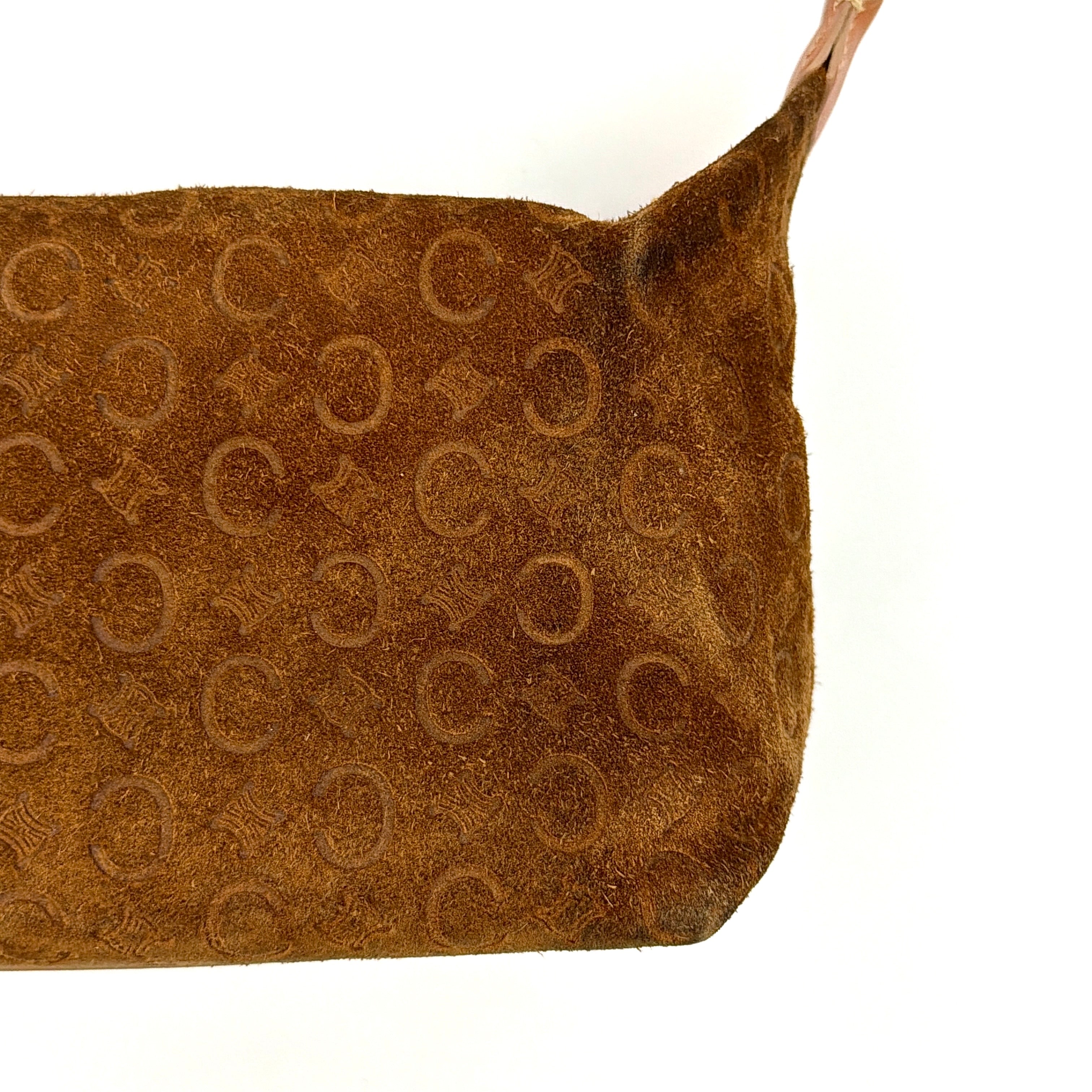 Celine Suede Shoulder Bag Brown