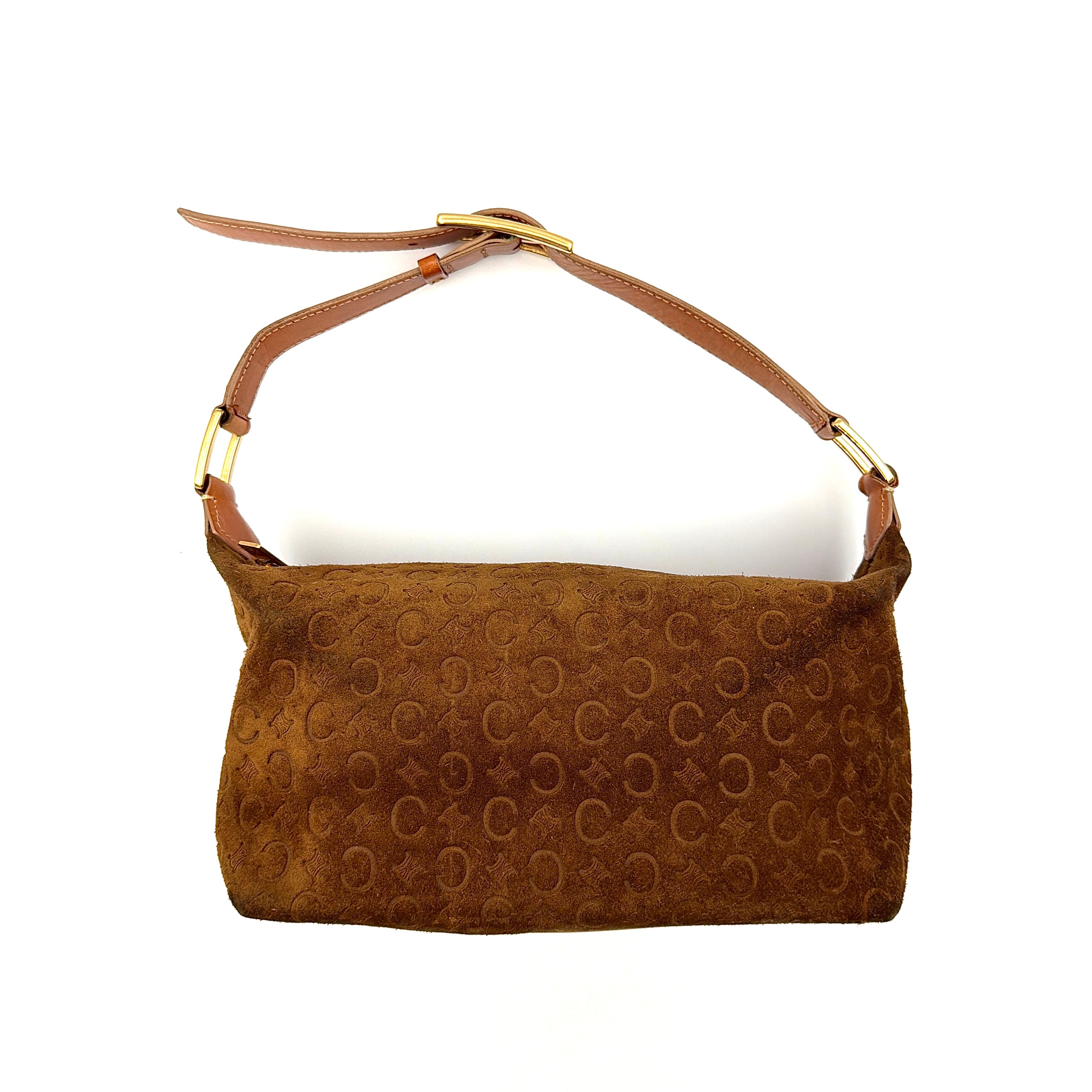 Celine Suede Shoulder Bag Brown