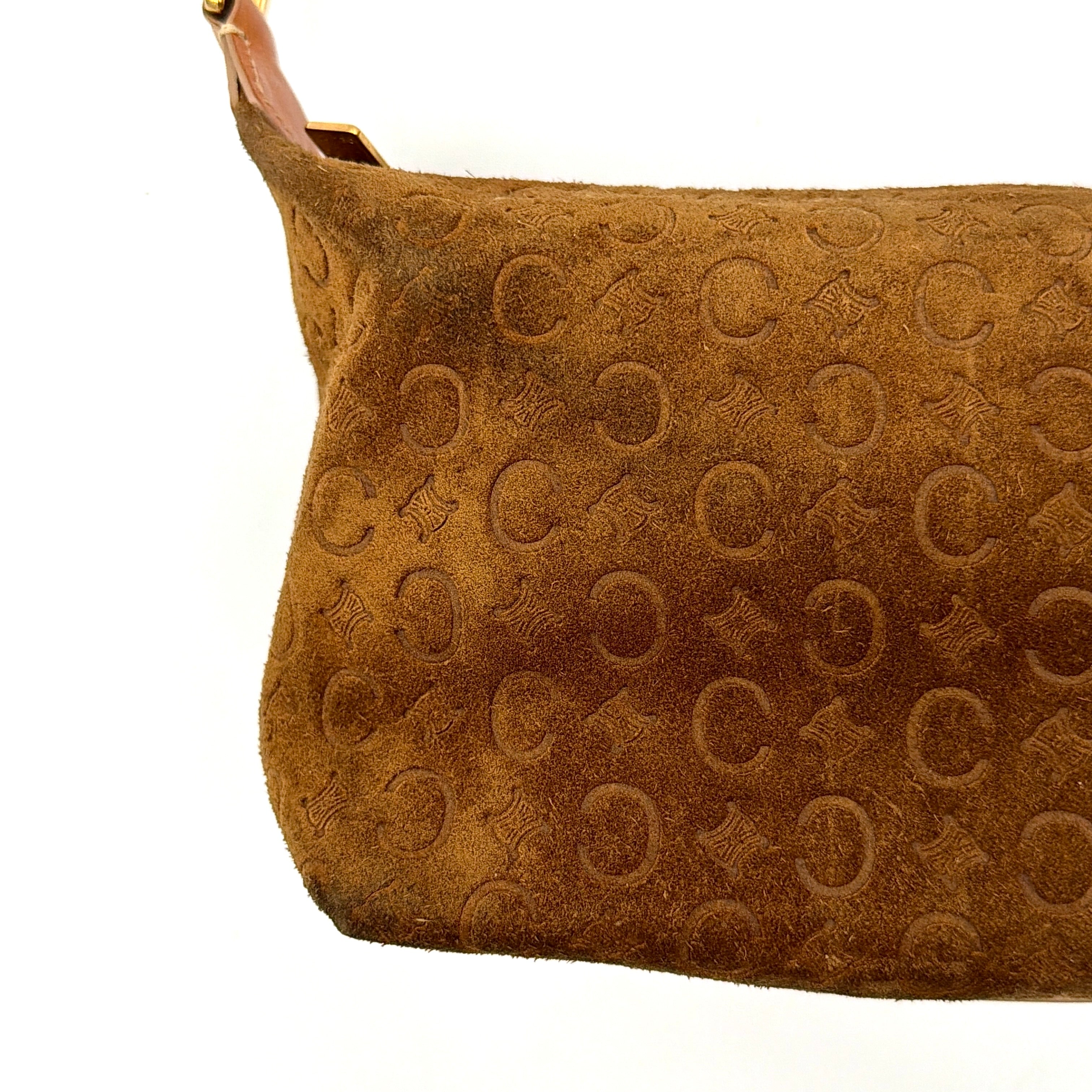 Celine Suede Shoulder Bag Brown