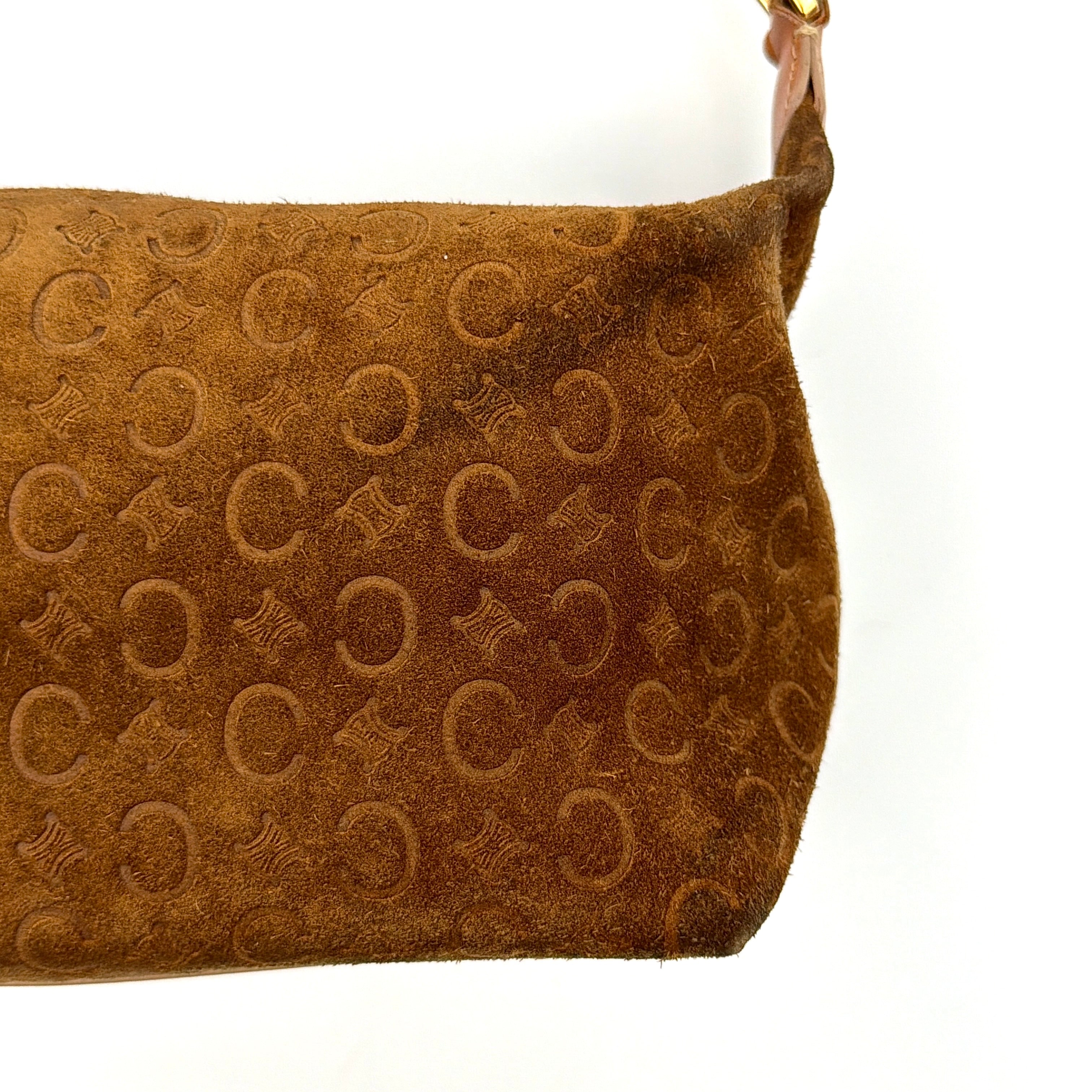 Celine Suede Shoulder Bag Brown