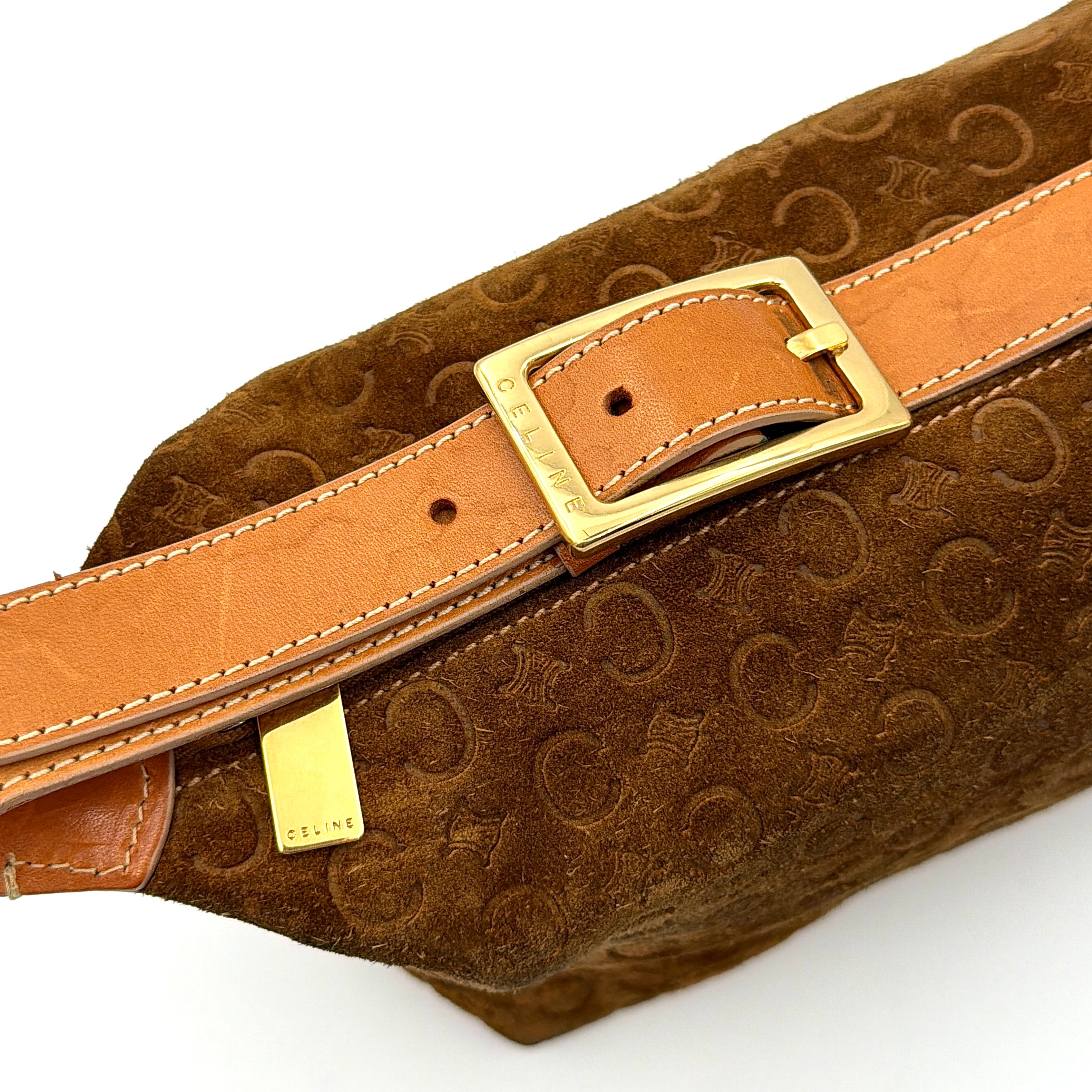 Celine Suede Shoulder Bag Brown