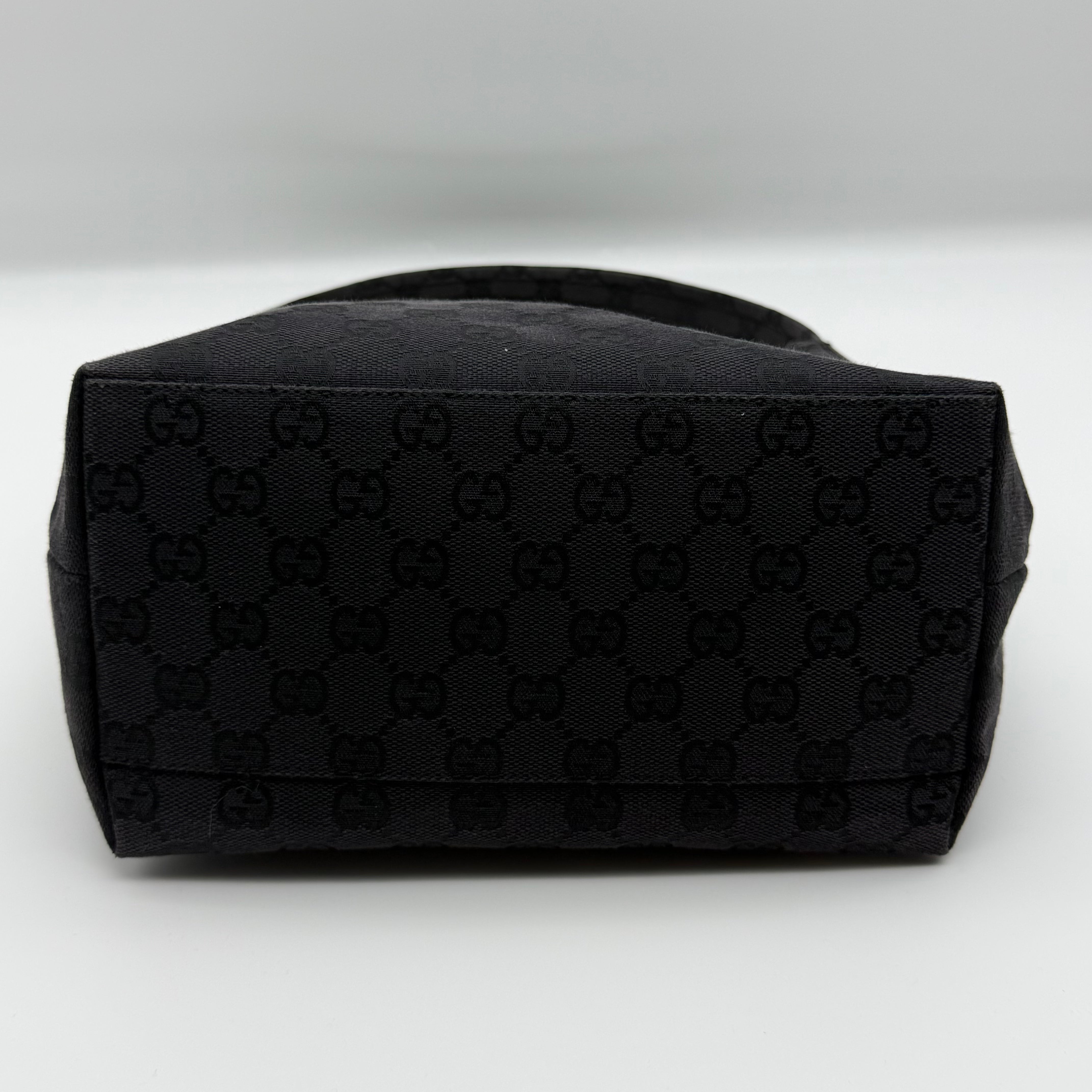 Gucci GG Monogram Hobo Canvas Shoulder Bag Black