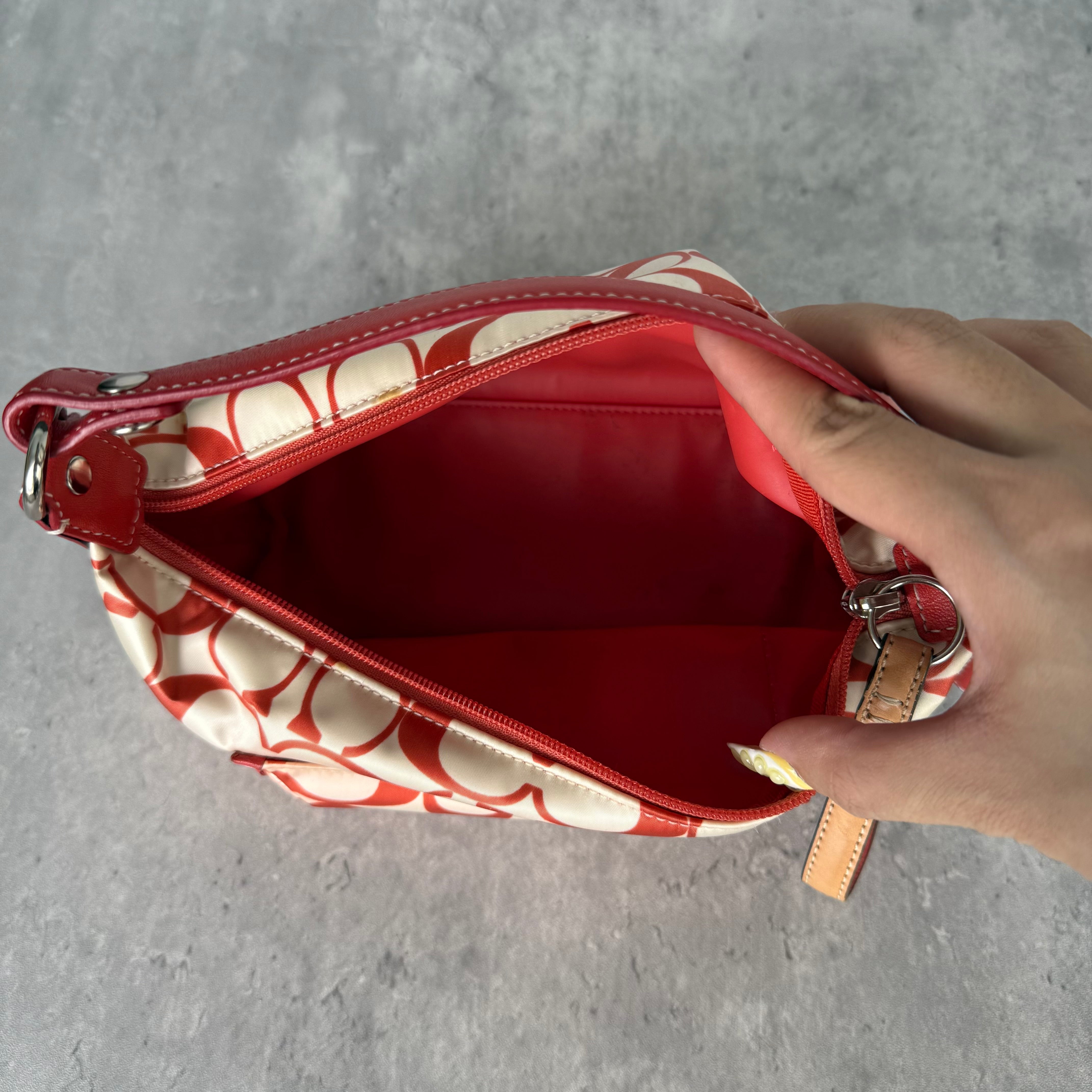 Coach Signature Canvas Mini Shoulder Bag Red/White