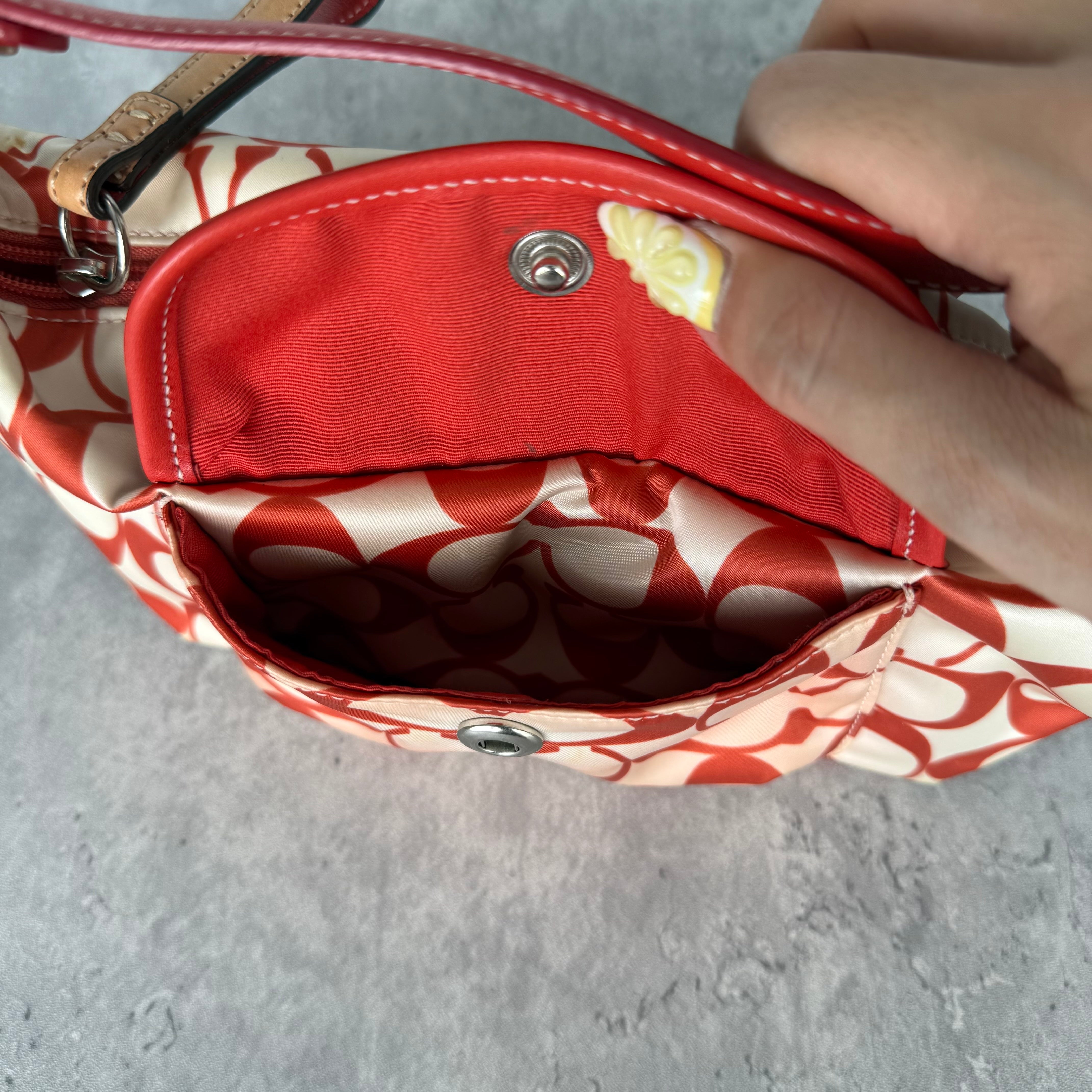 Coach Signature Canvas Mini Shoulder Bag Red/White