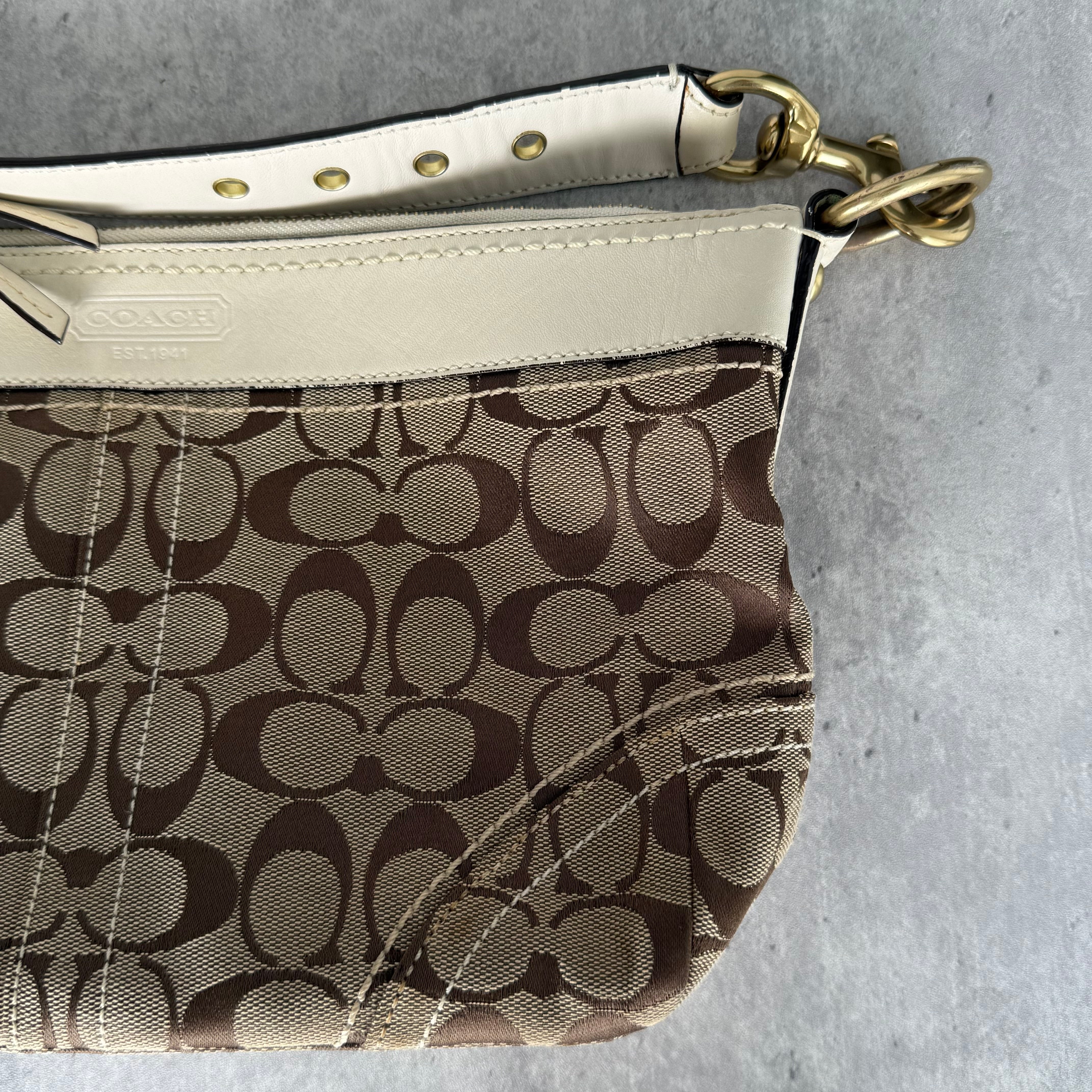 Coach Signature Canvas Convertible Shoulder Bag Cream/Beige