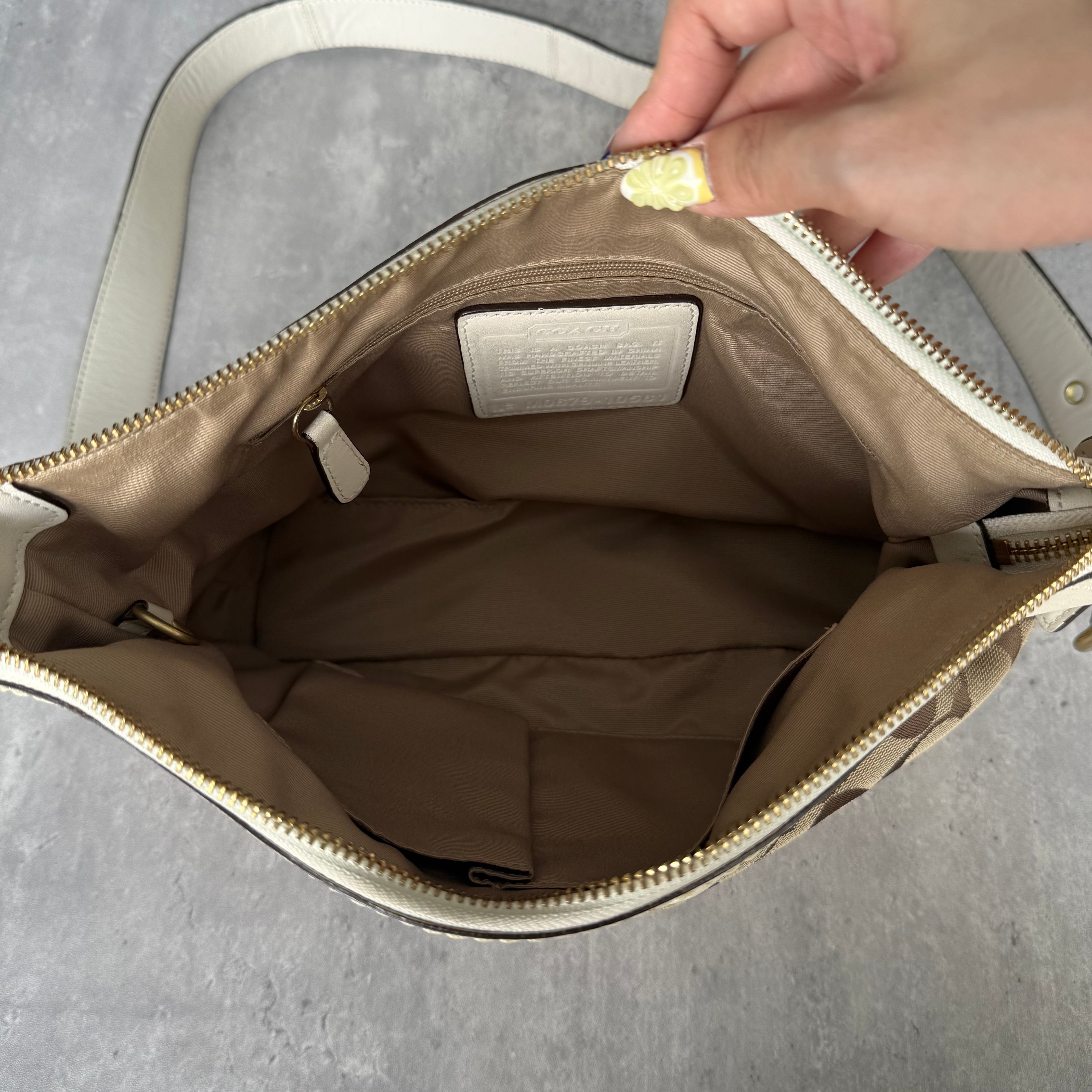 Coach Signature Canvas Convertible Shoulder Bag Cream/Beige