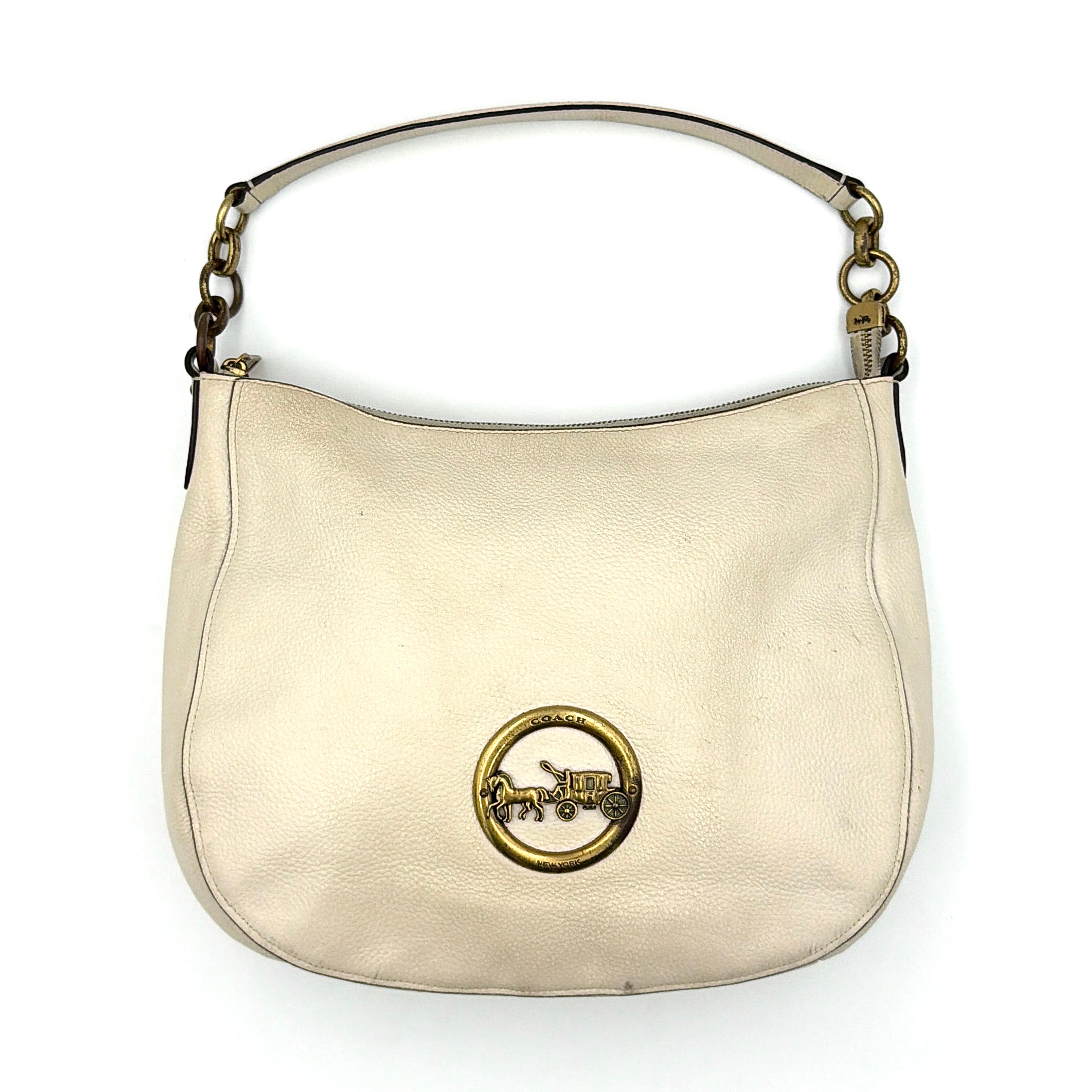Coach 2Way Leather Elle Hobo Shoulder Bag White