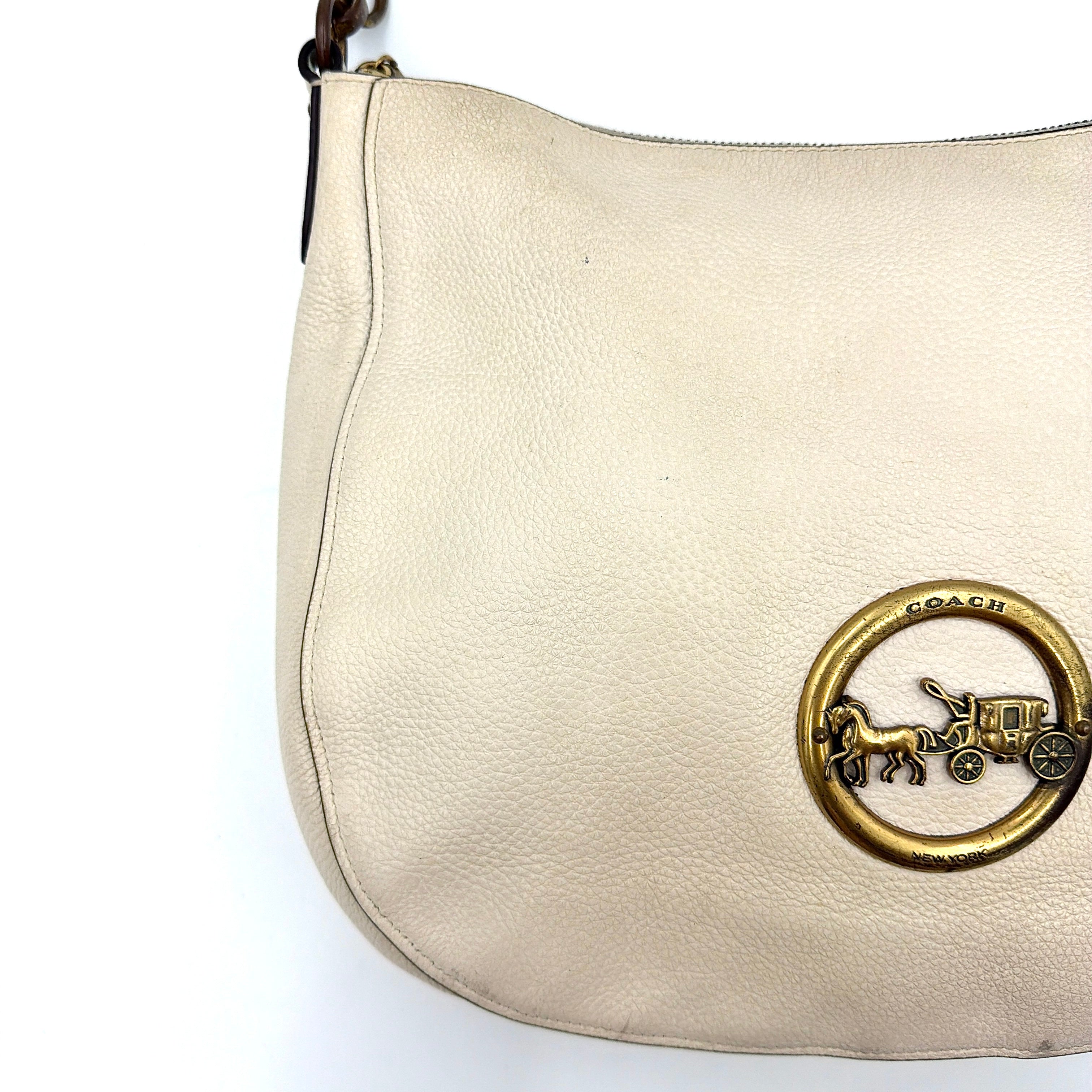 Coach 2Way Leather Elle Hobo Shoulder Bag White