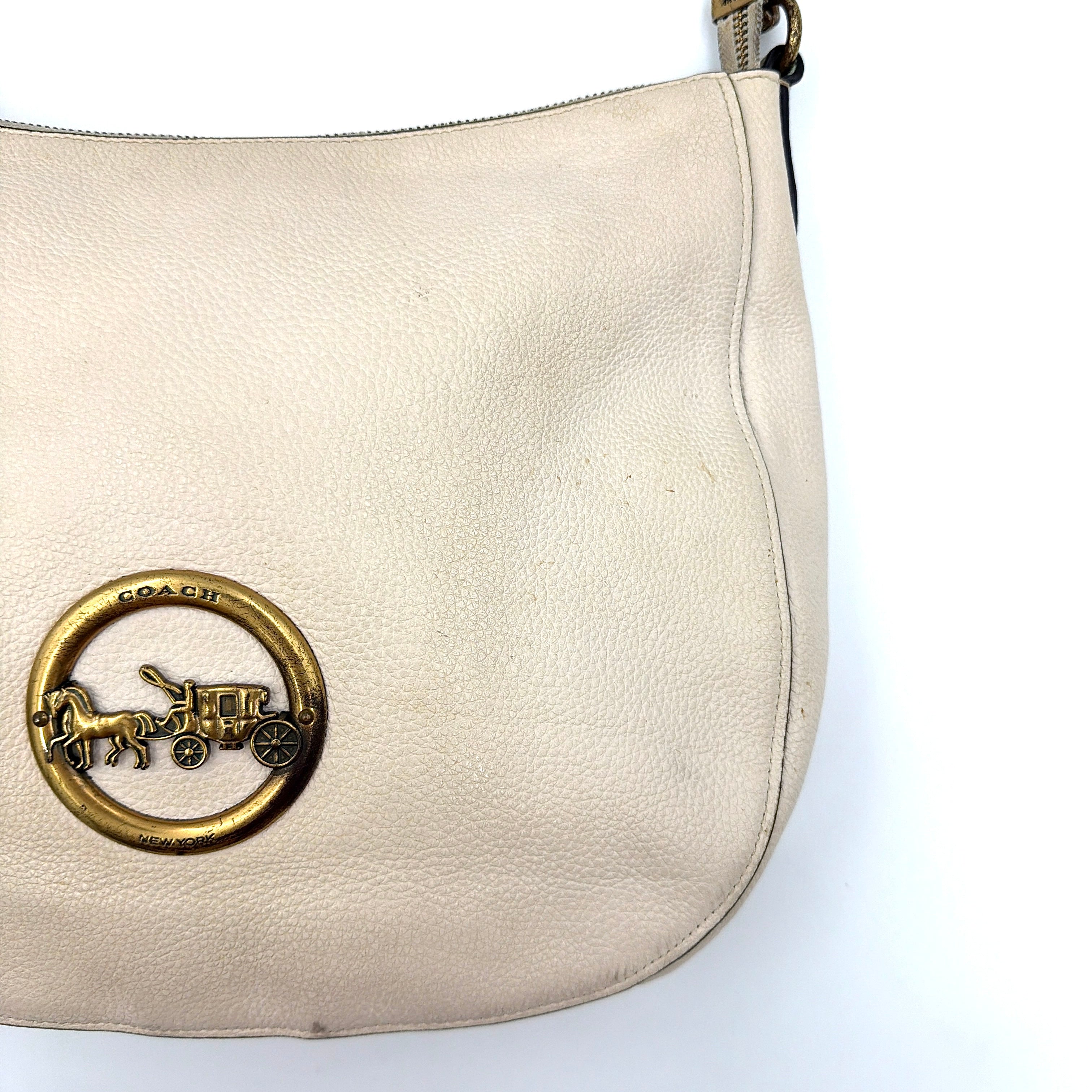 Coach 2Way Leather Elle Hobo Shoulder Bag White