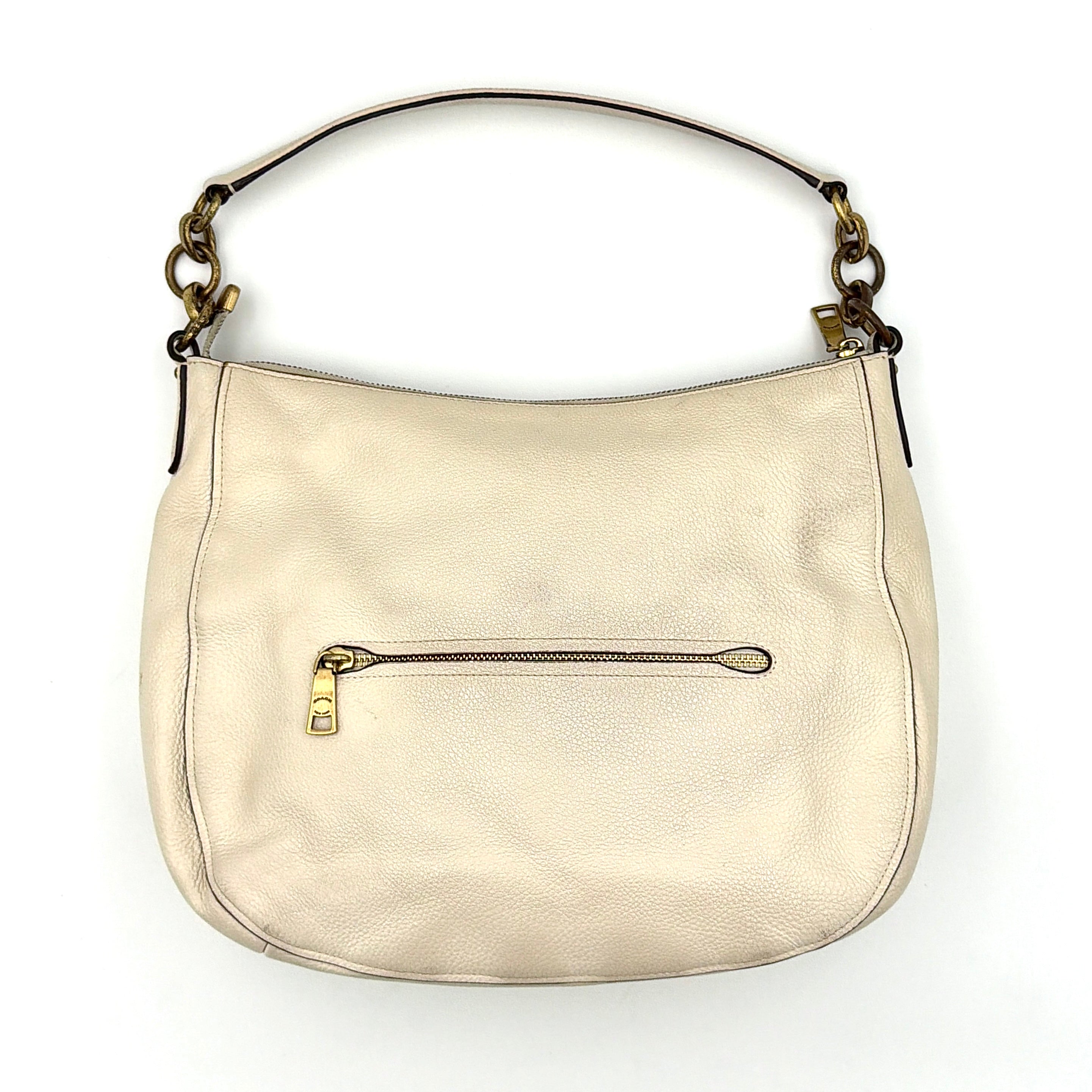 Coach 2Way Leather Elle Hobo Shoulder Bag White