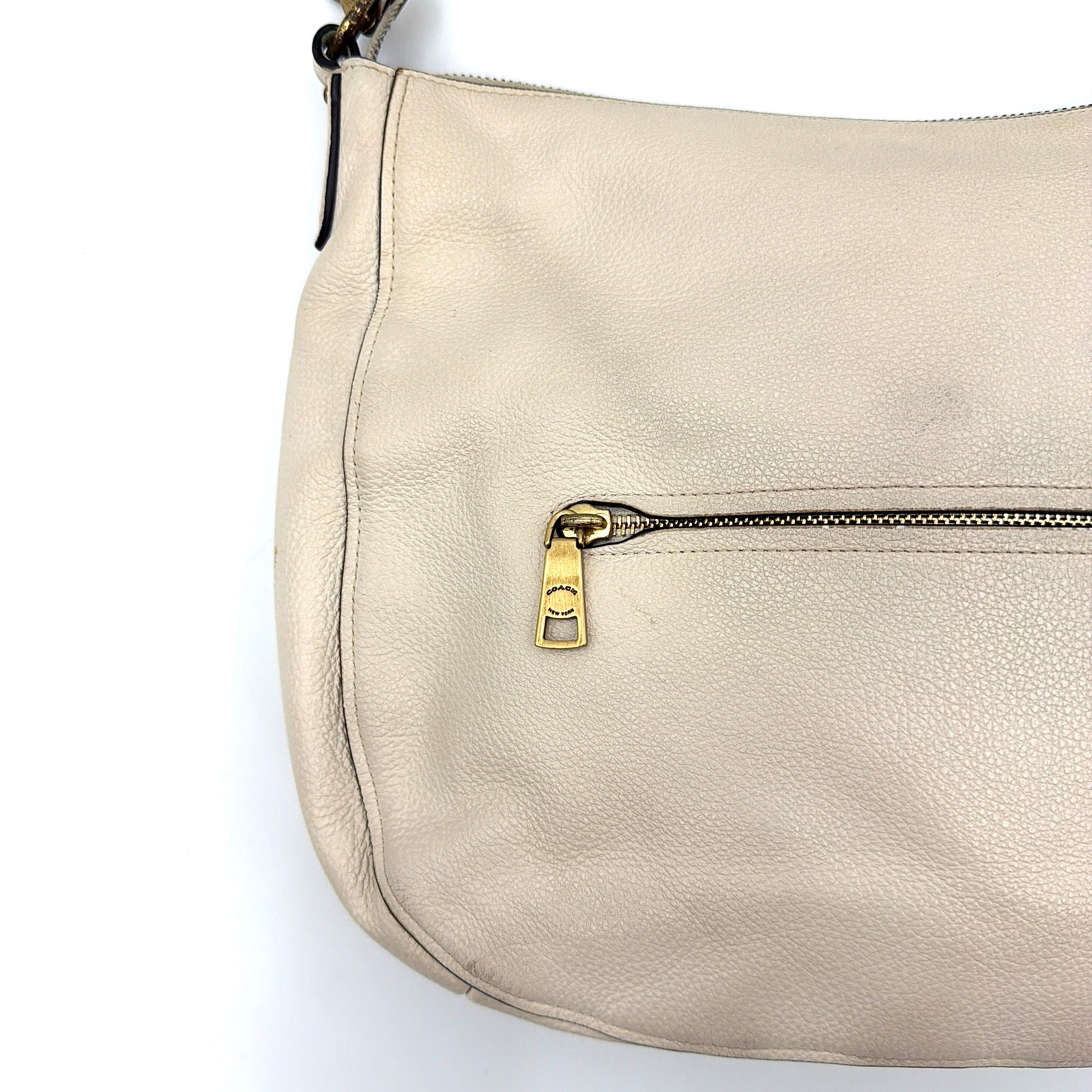 Coach 2Way Leather Elle Hobo Shoulder Bag White