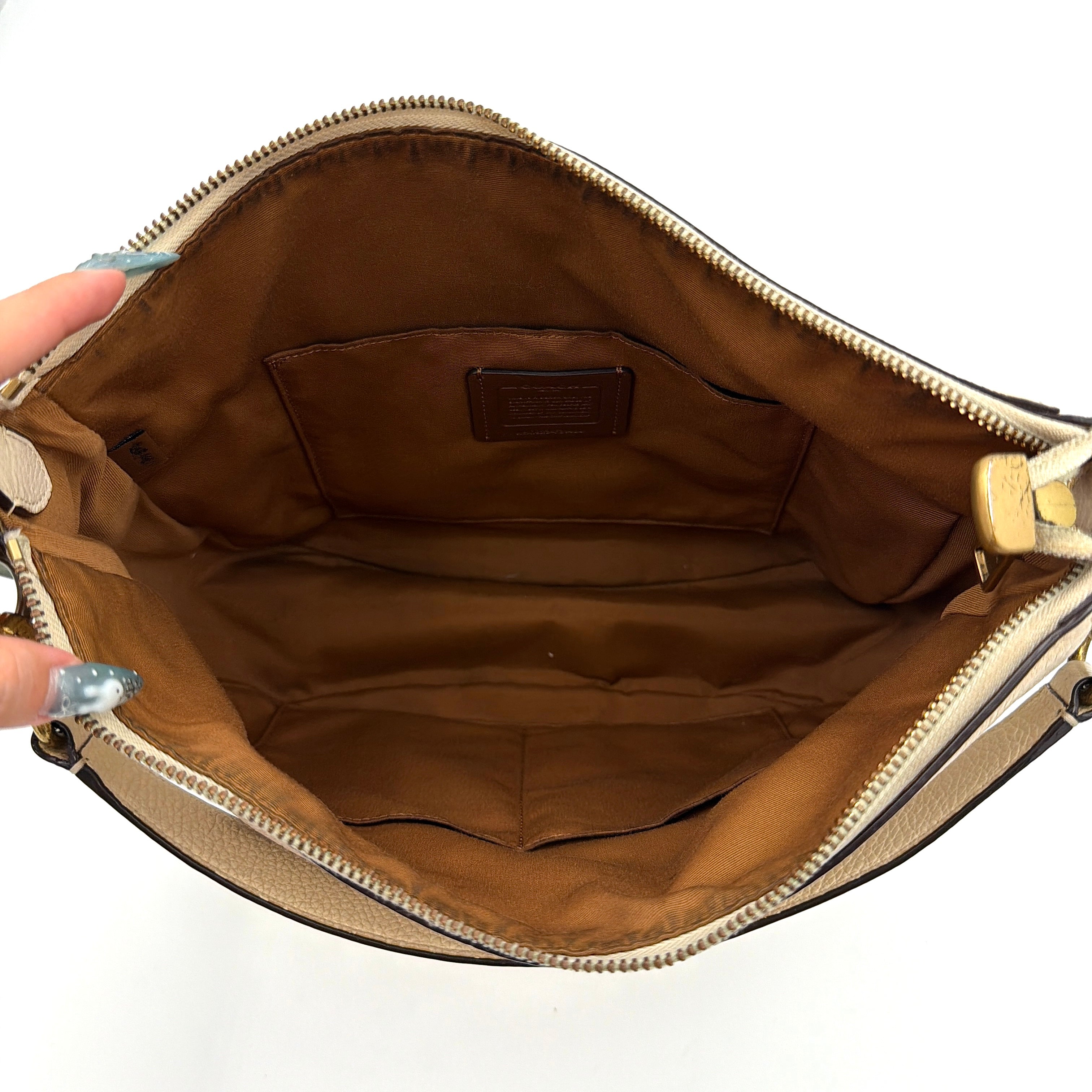 Coach 2Way Leather Elle Hobo Shoulder Bag White