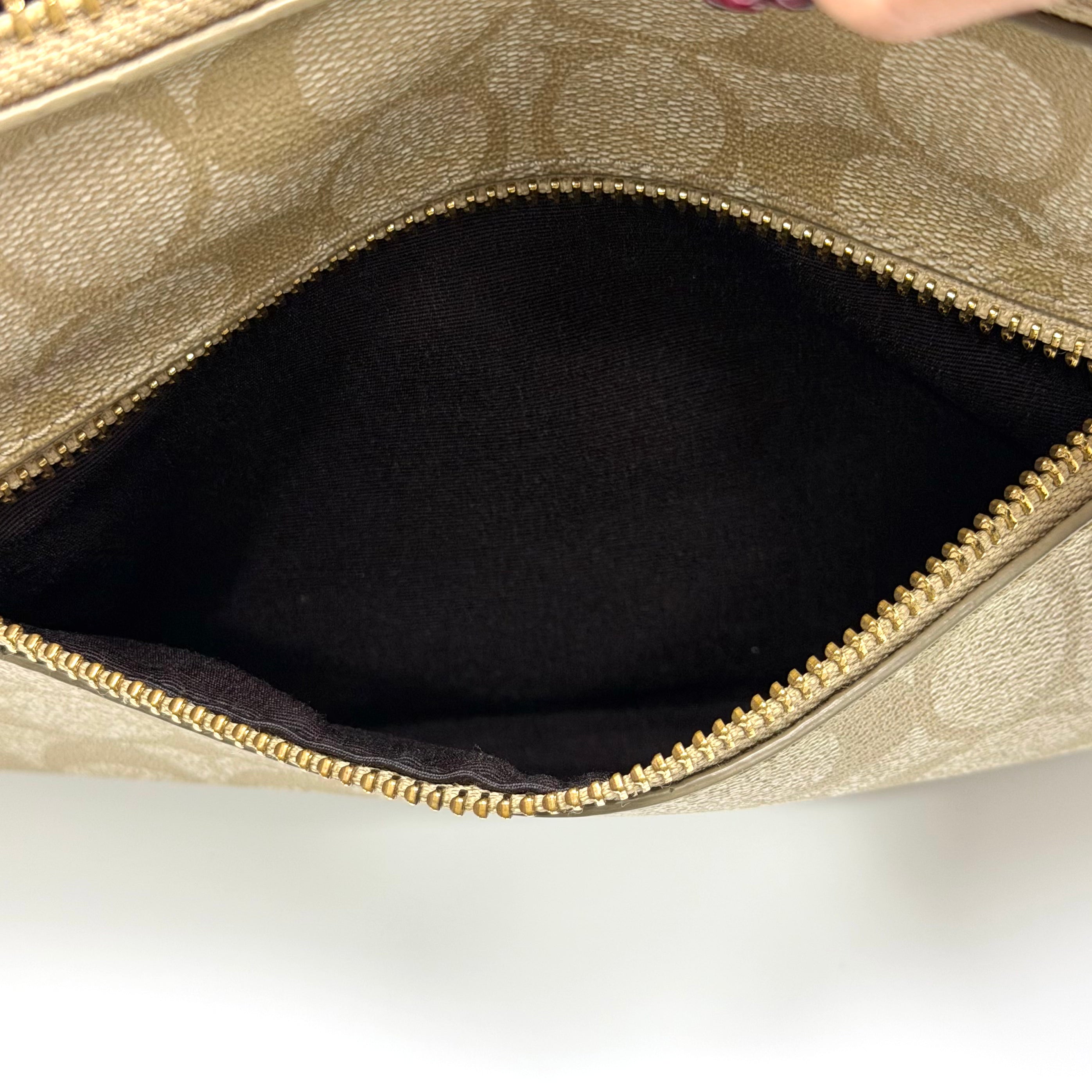 Coach Signature PVC Hobo Shoulder Bag Beige/White