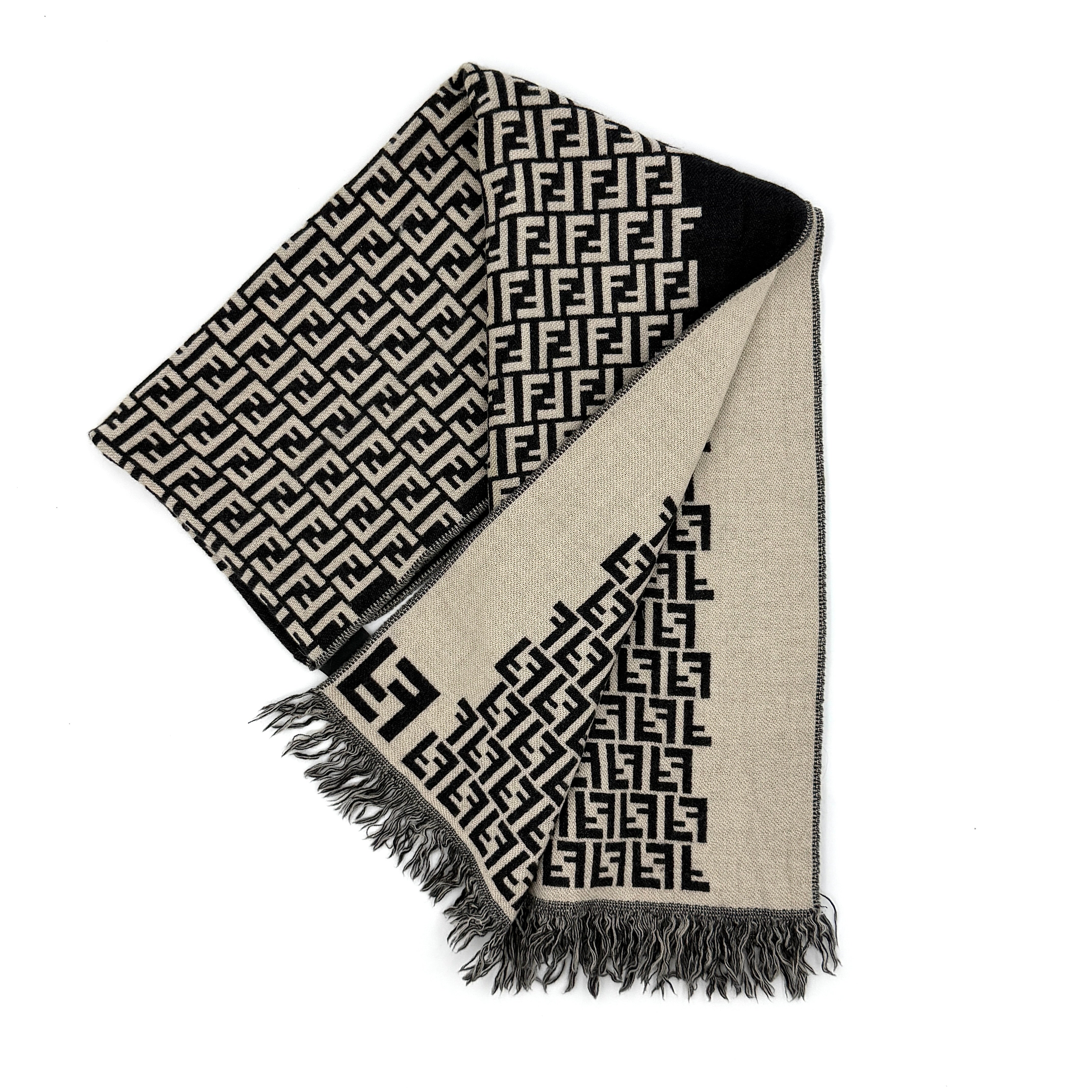 Fendi FF Zucca Wool Scarf Black/Grey