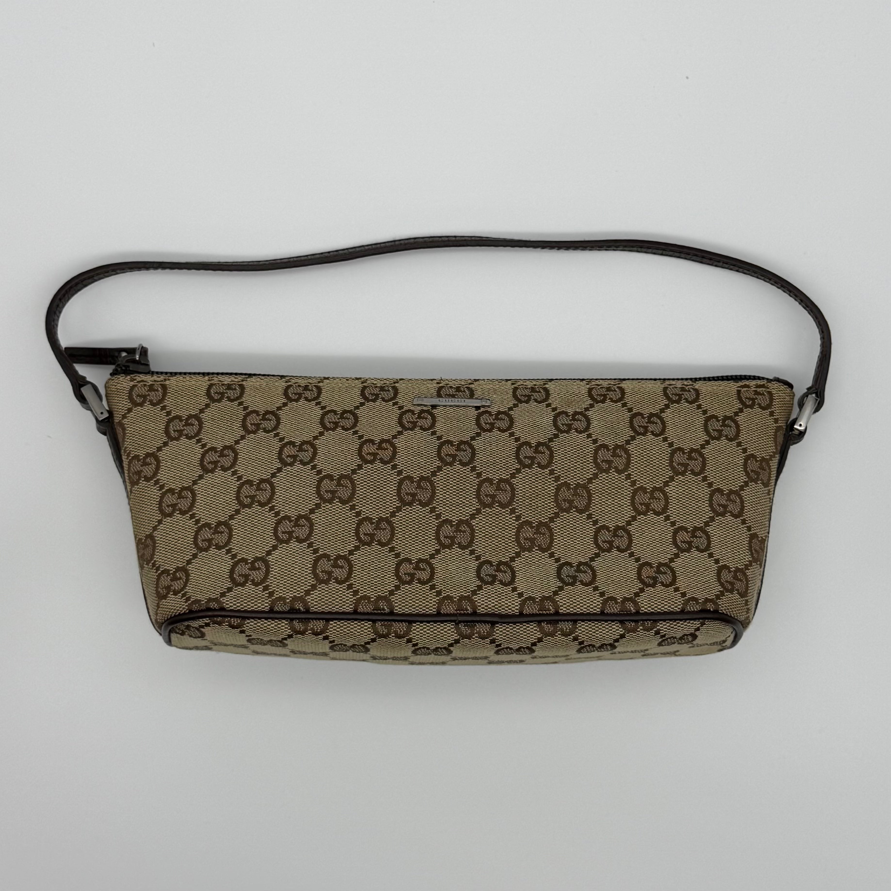 Gucci GG Monogram Pochette Boat Shoulder Bag Beige