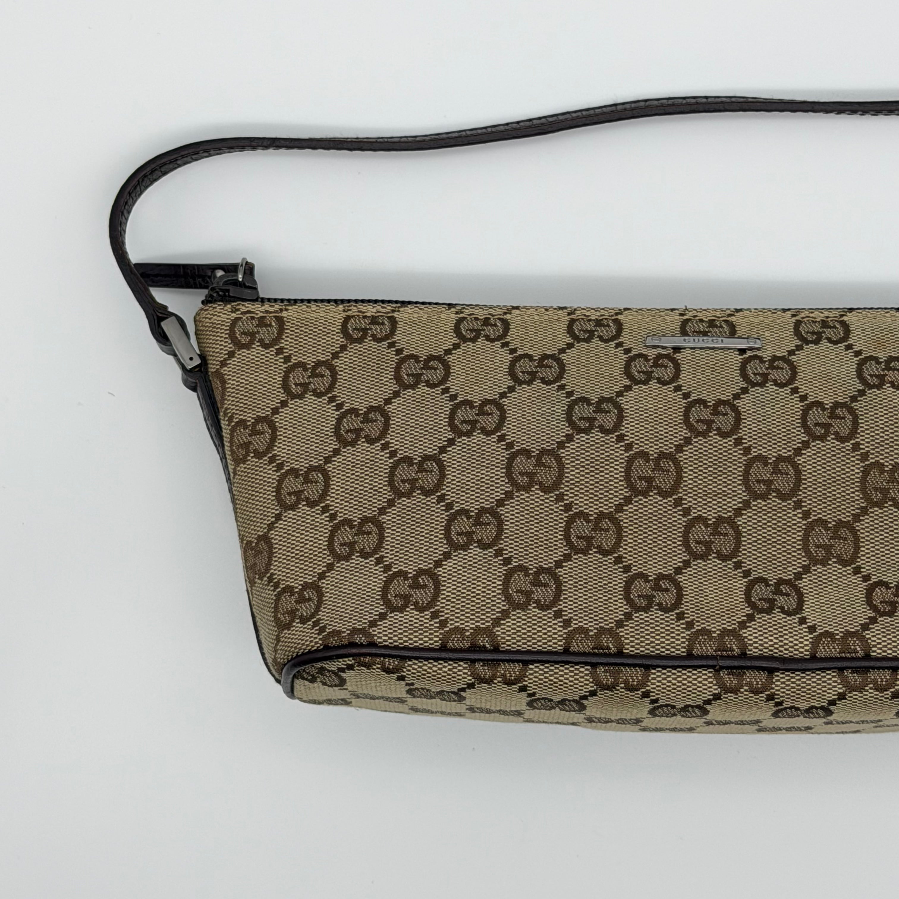 Gucci GG Monogram Pochette Boat Shoulder Bag Beige