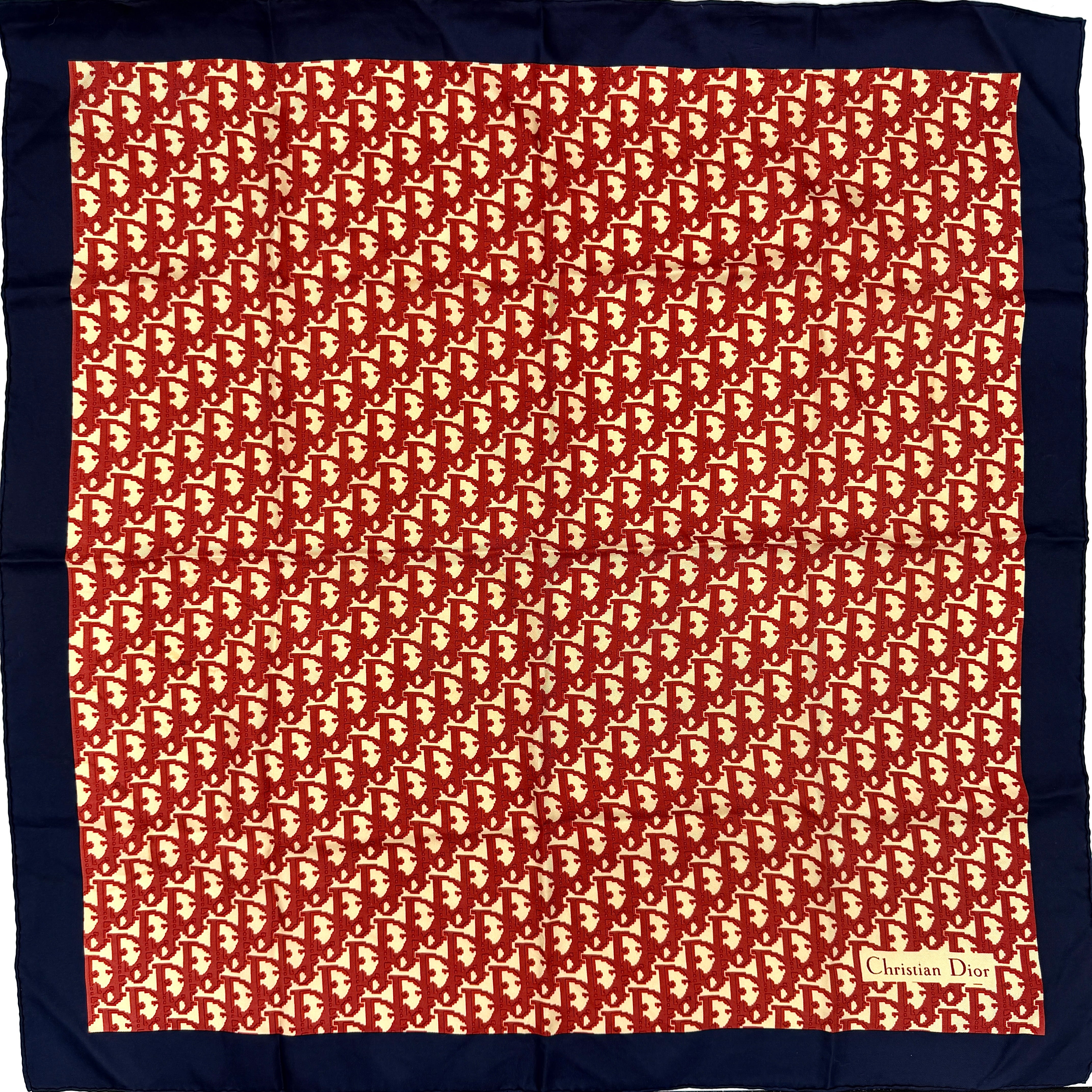 Dior Monogram Silk Scarf Navy/Red