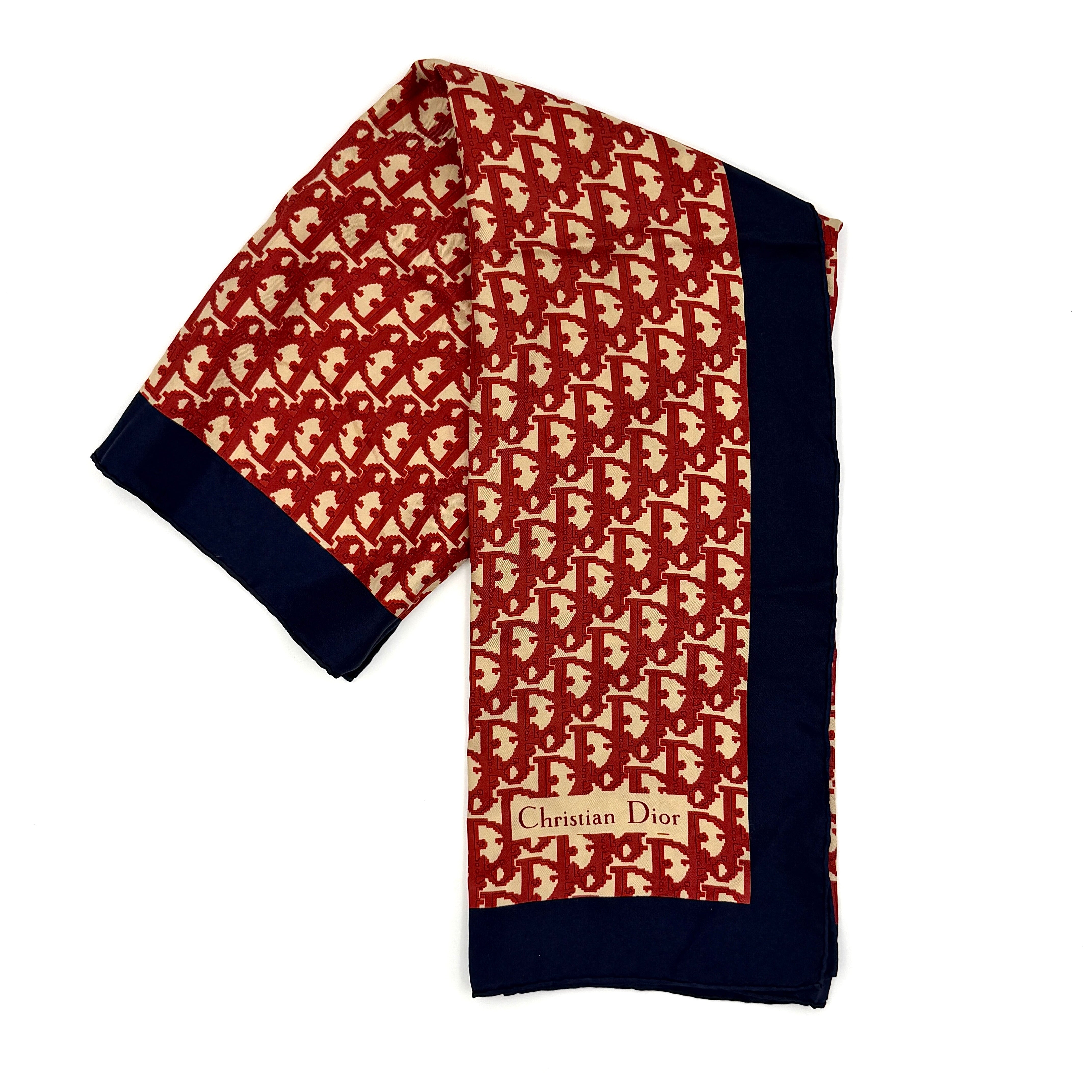Dior Monogram Silk Scarf Navy/Red