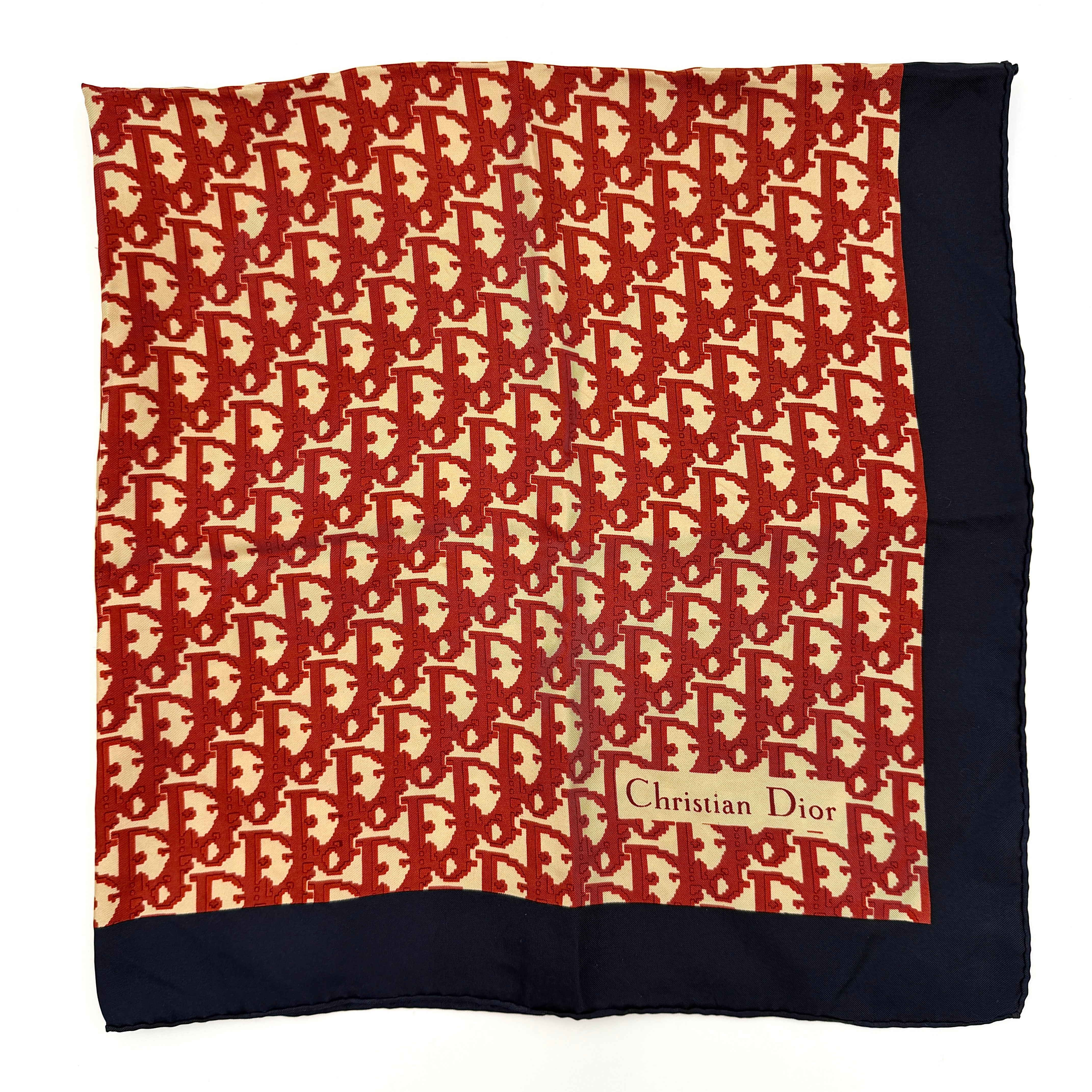 Dior Monogram Silk Scarf Navy/Red