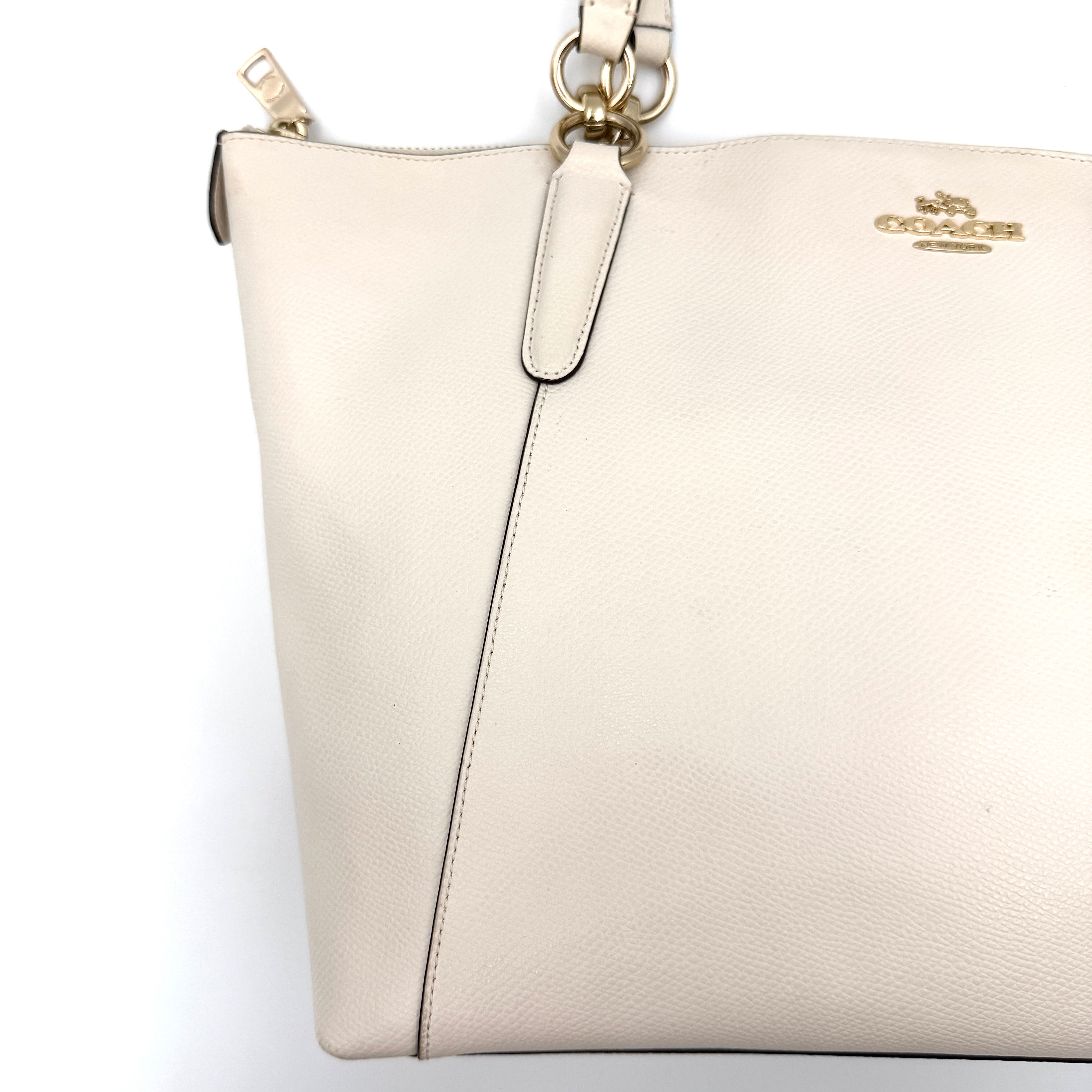 Coach Ava Leather Tote Bag Cream