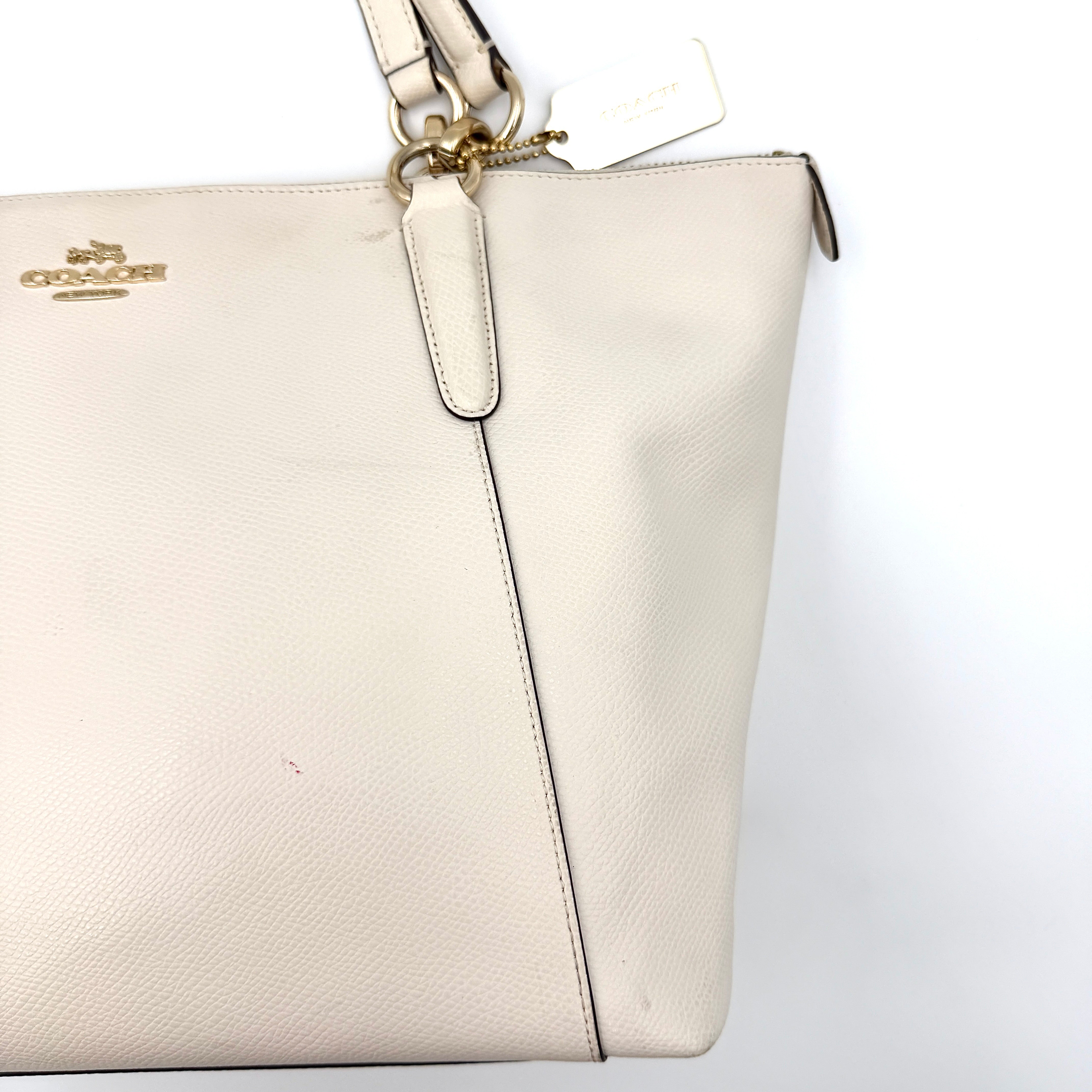 Coach Ava Leather Tote Bag Cream