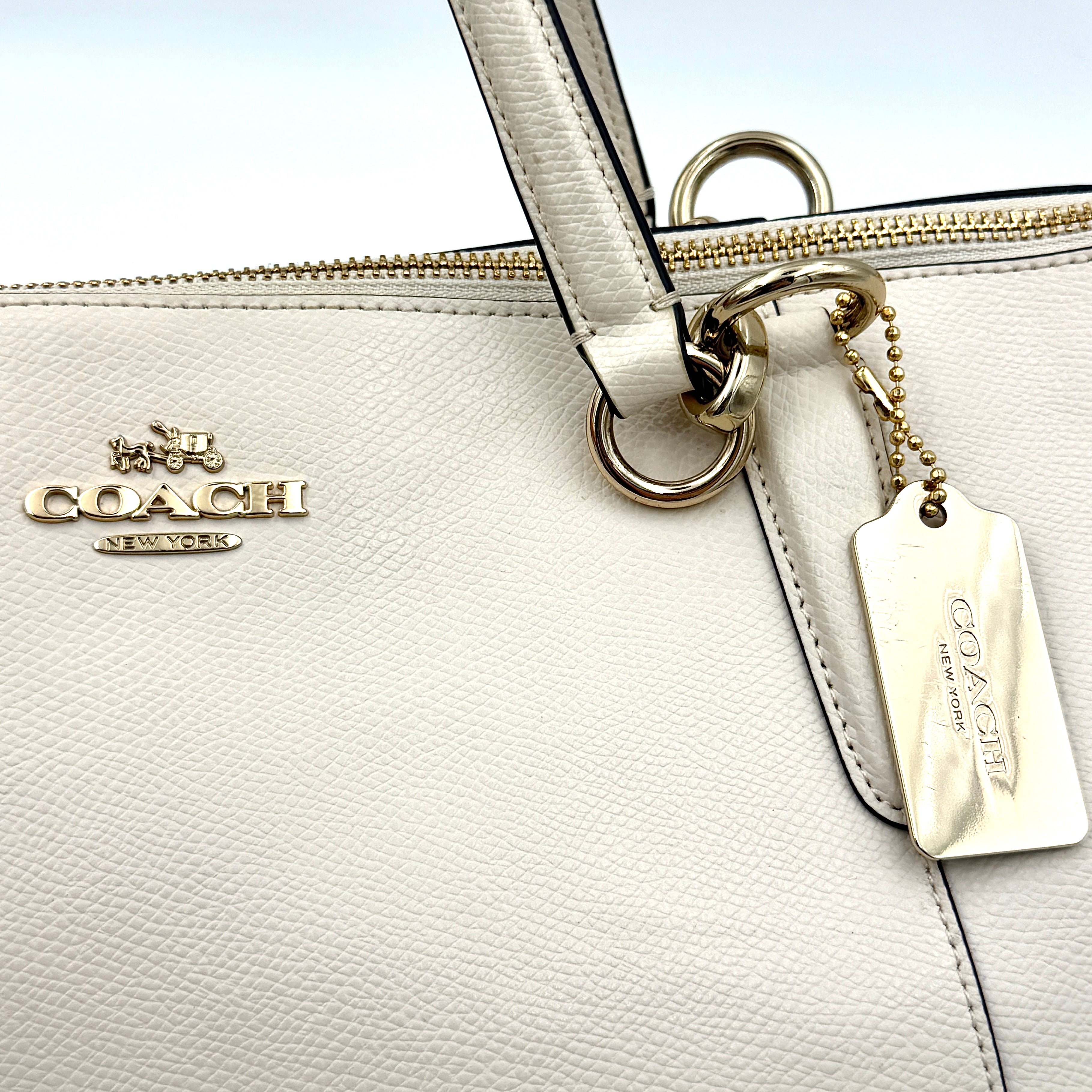 Coach Ava Leather Tote Bag Cream