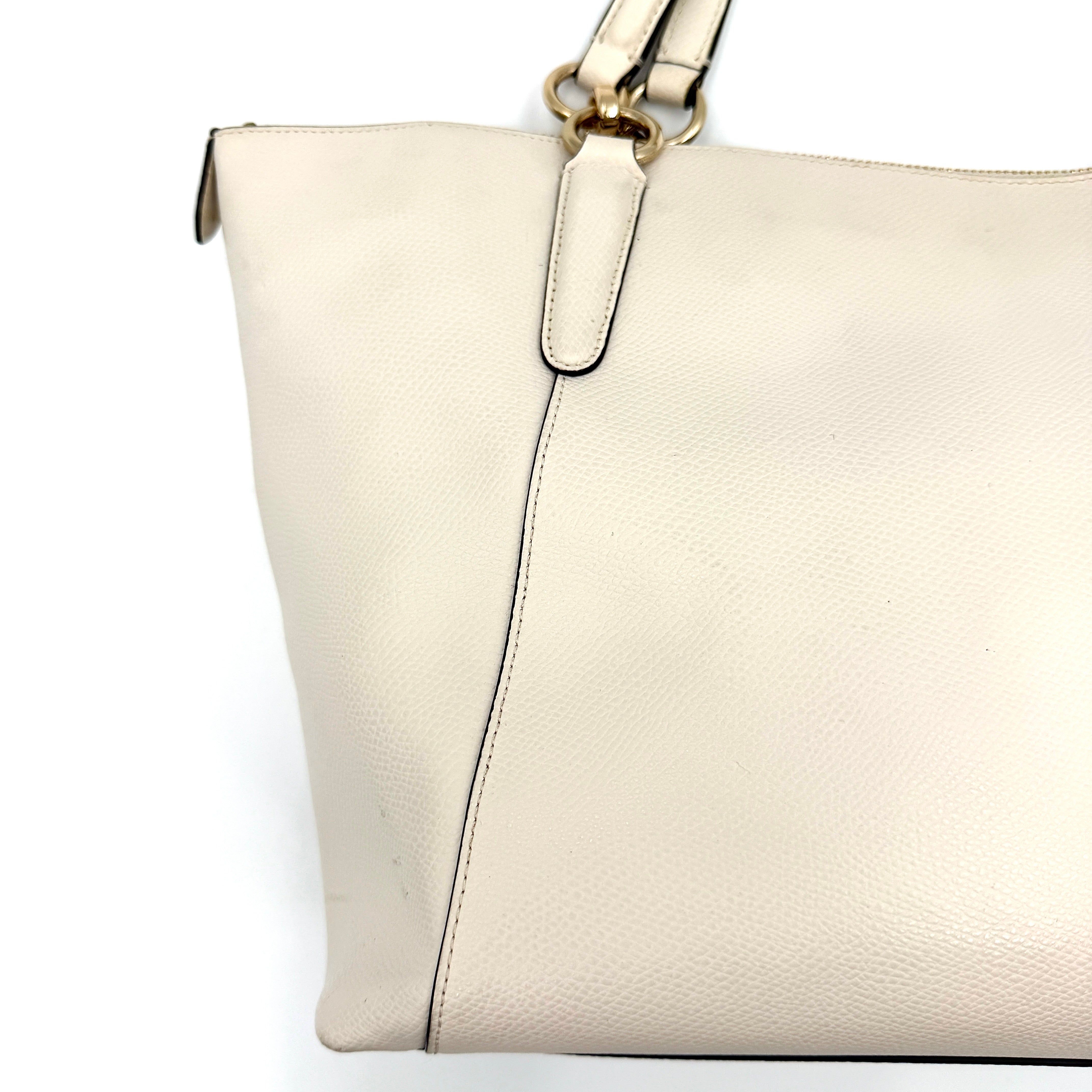 Coach Ava Leather Tote Bag Cream
