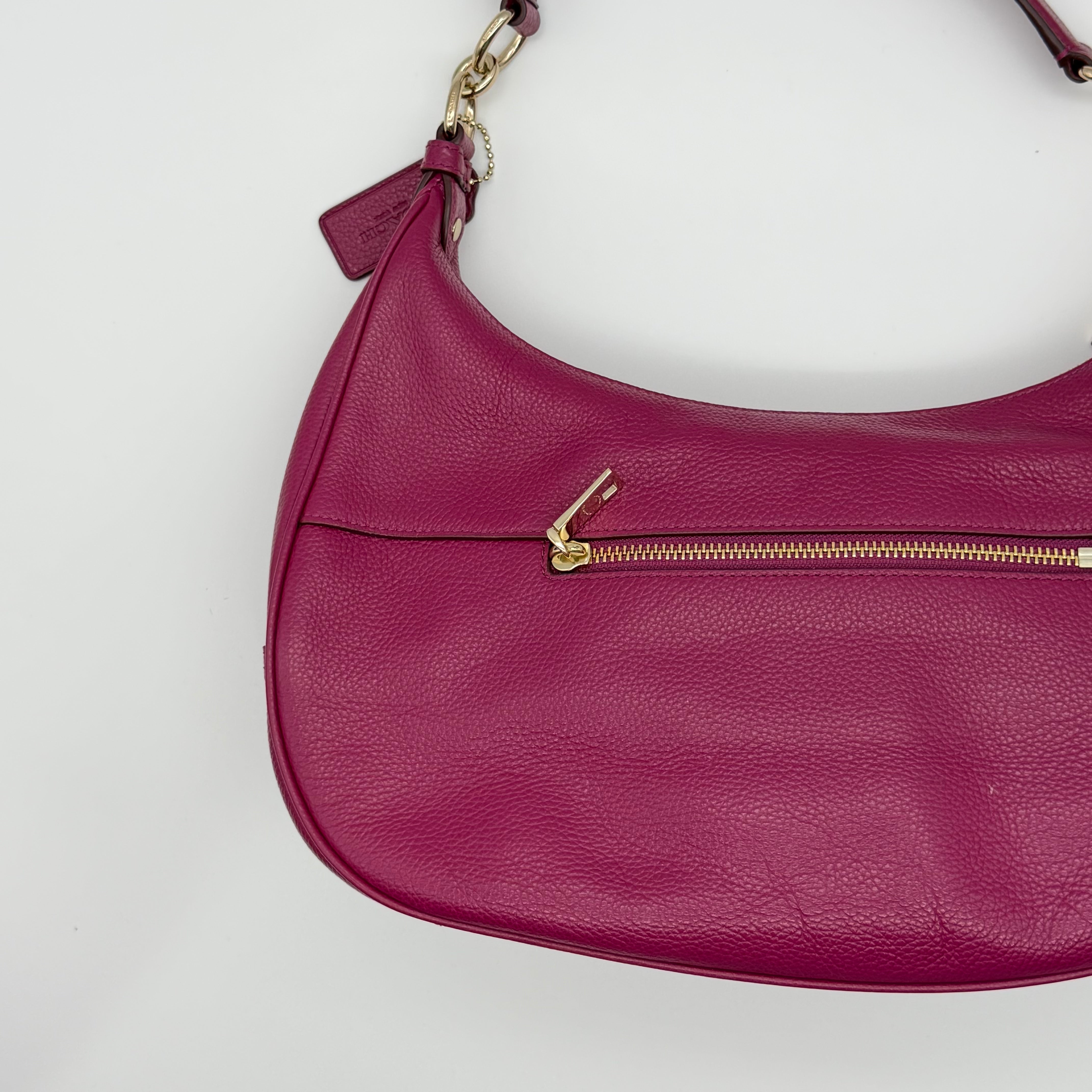 Coach 2Way Leather Hobo Shoulder Bag Pink