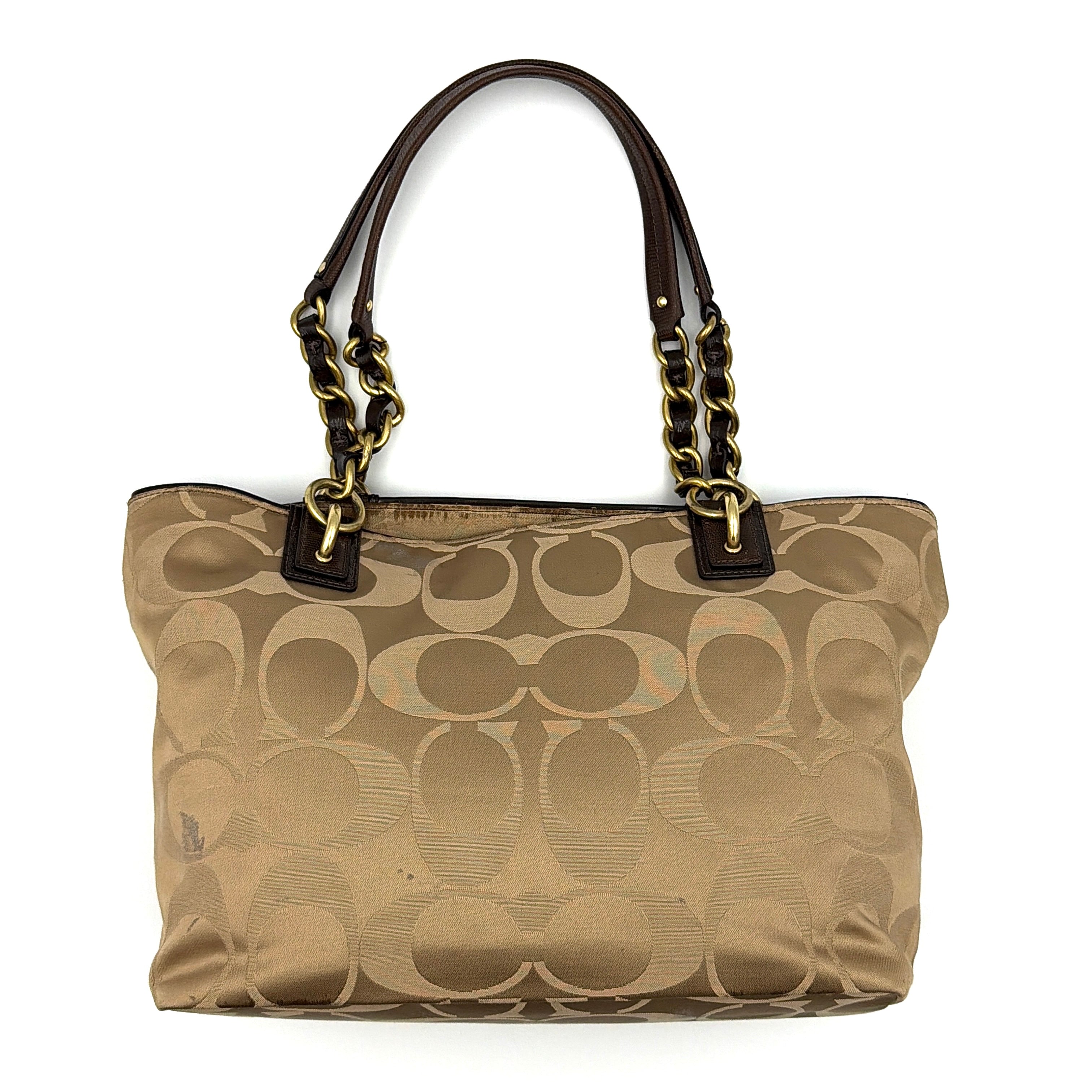 Coach Signature Madison Op Art Tote Bag Beige/Brown