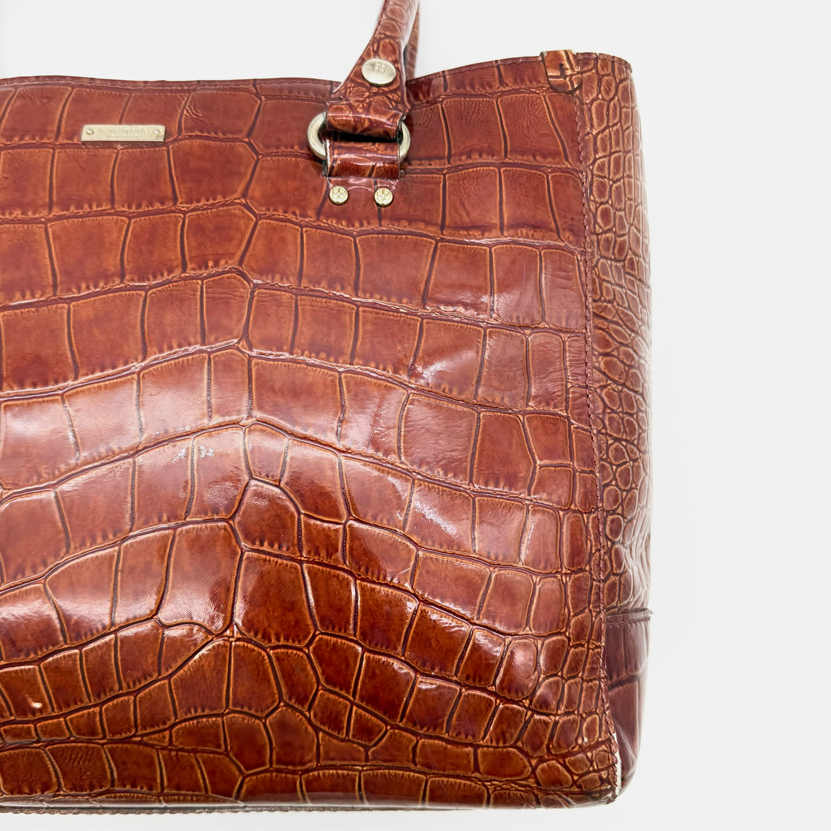 Kate Spade Croc Embossed Leather Tote Bag Brown