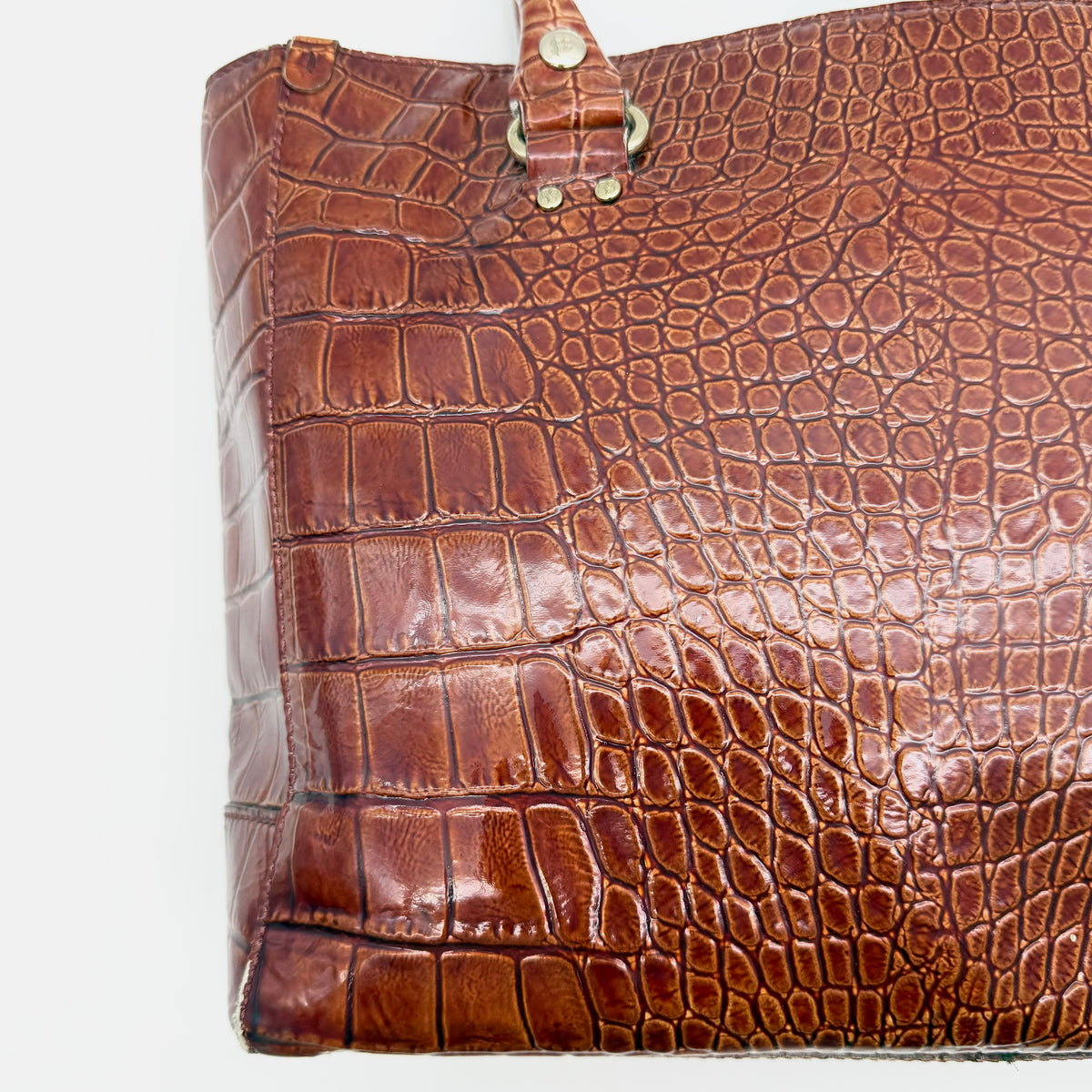Kate Spade Croc Embossed Leather Tote Bag Brown