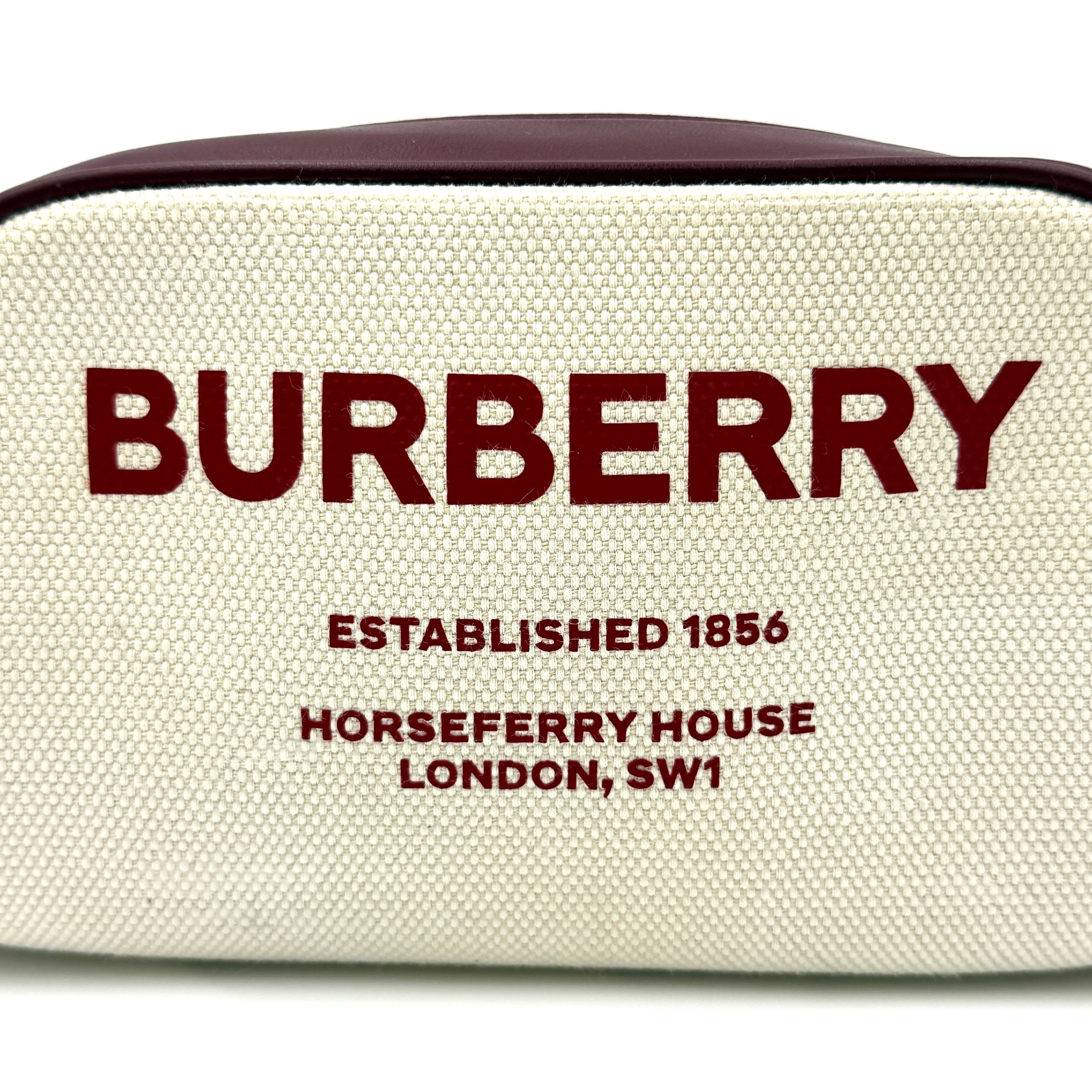 Burberry Horseferry Half Cube Crossbody Pouch Bag Burgundy/Cream