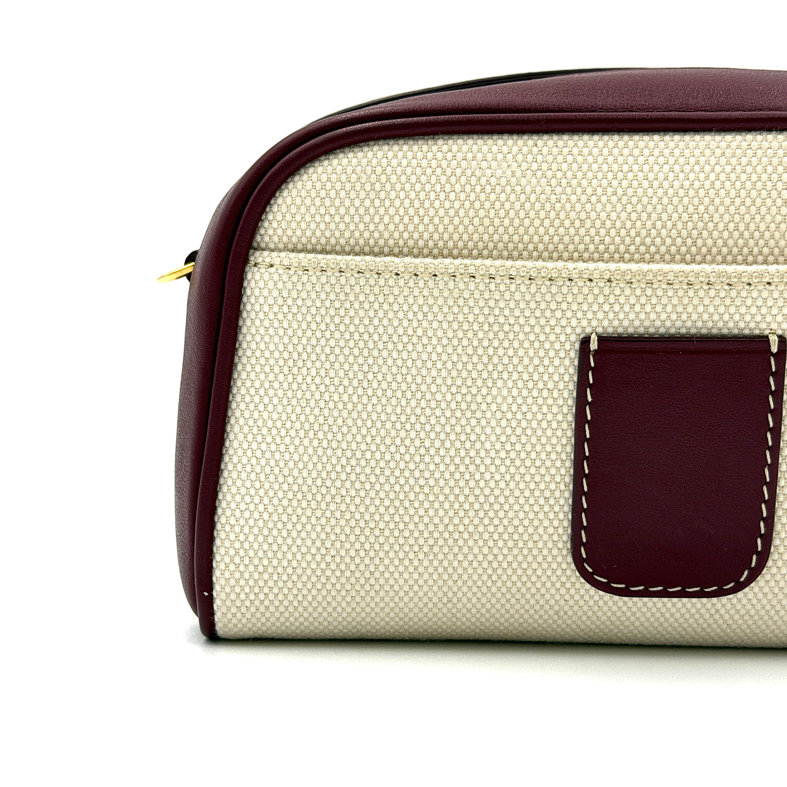 Burberry Horseferry Half Cube Crossbody Pouch Bag Burgundy/Cream