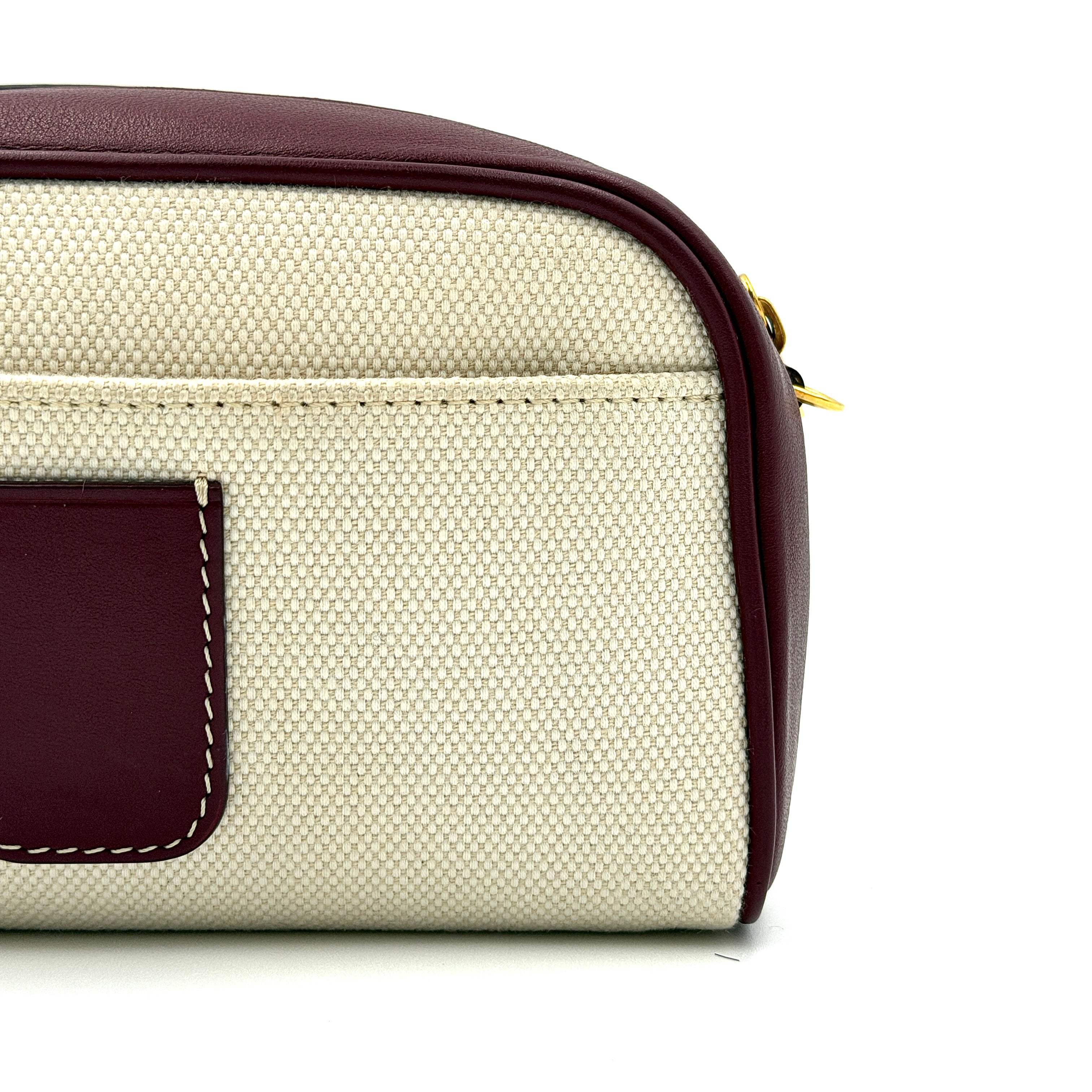 Burberry Horseferry Half Cube Crossbody Pouch Bag Burgundy/Cream