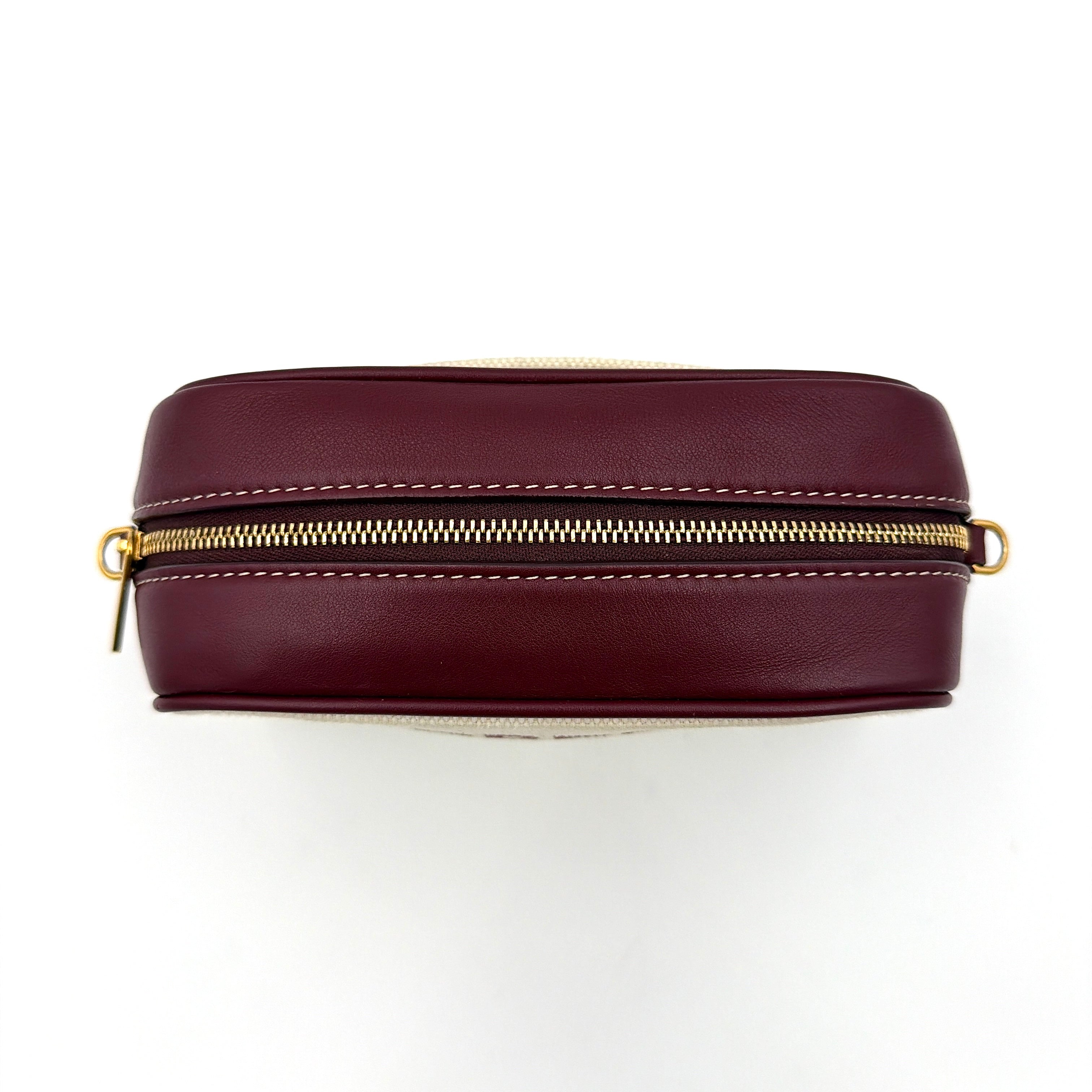 Burberry Horseferry Half Cube Crossbody Pouch Bag Burgundy/Cream