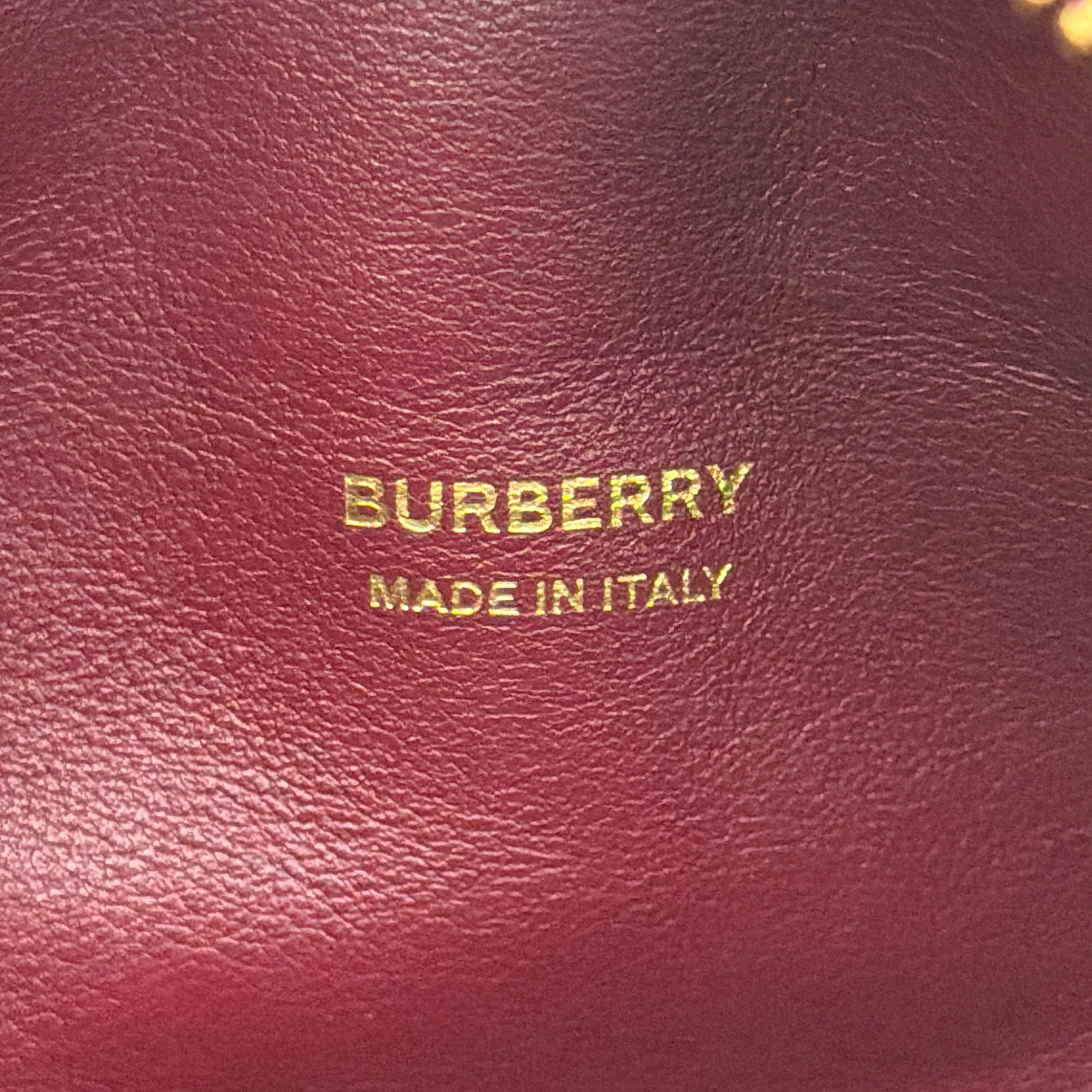 Burberry Horseferry Half Cube Crossbody Pouch Bag Burgundy/Cream