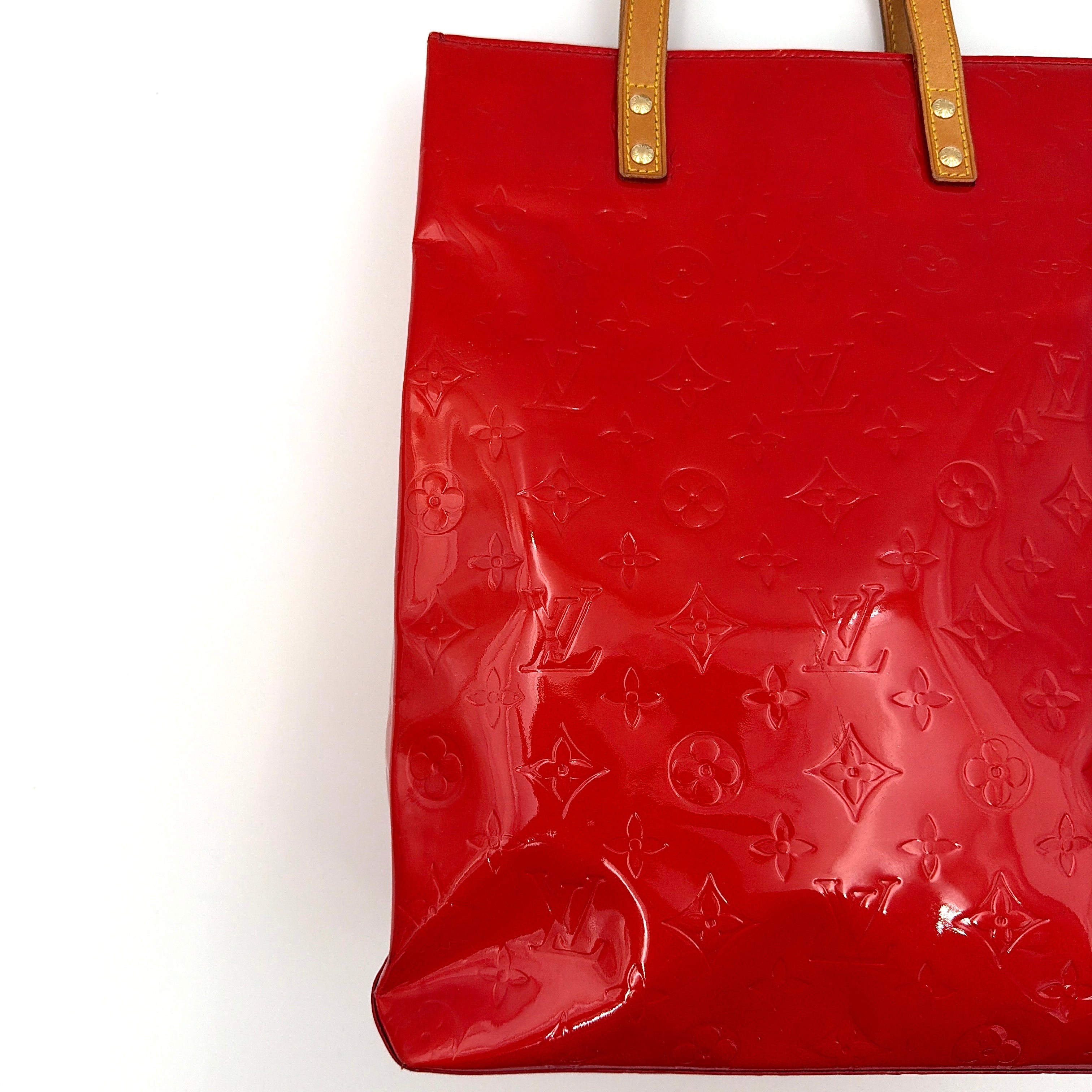 Louis Vuitton Monogram Vernis Reade MM Tote Bag Red