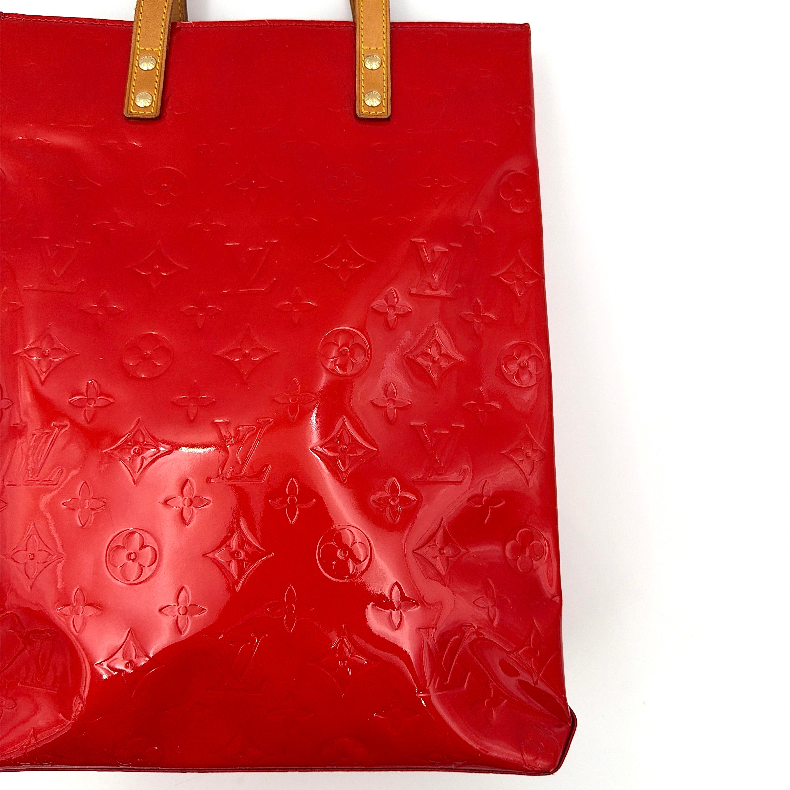 Louis Vuitton Monogram Vernis Reade MM Tote Bag Red