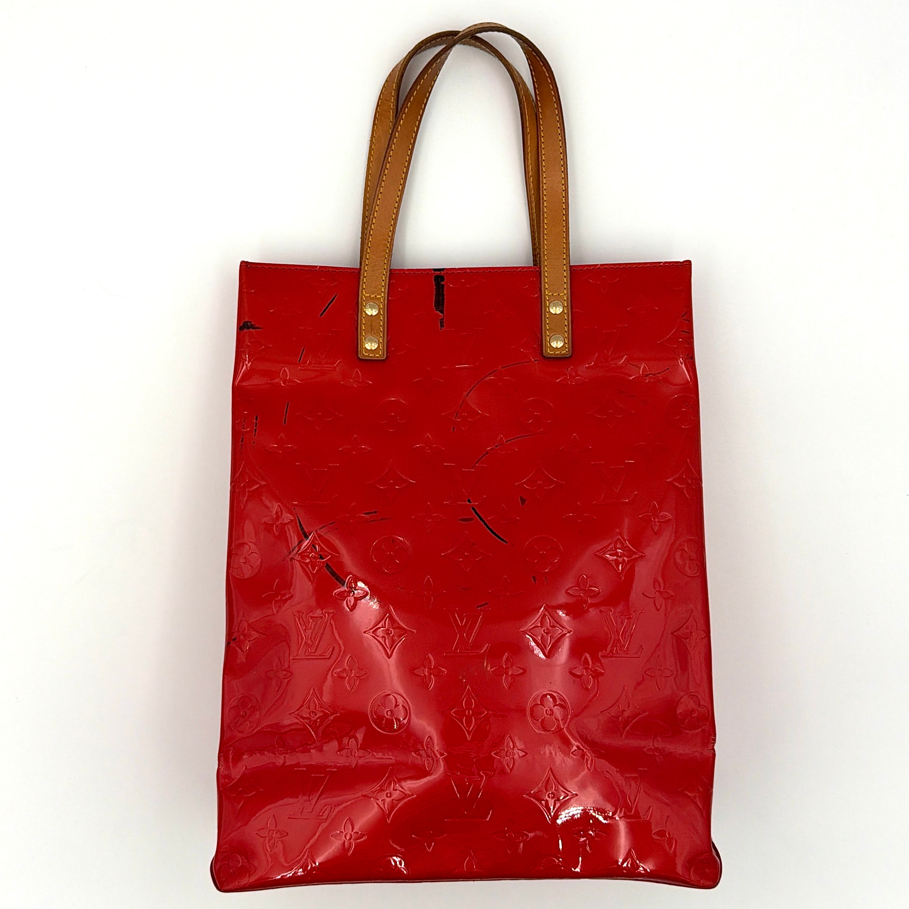 Louis Vuitton Monogram Vernis Reade MM Tote Bag Red