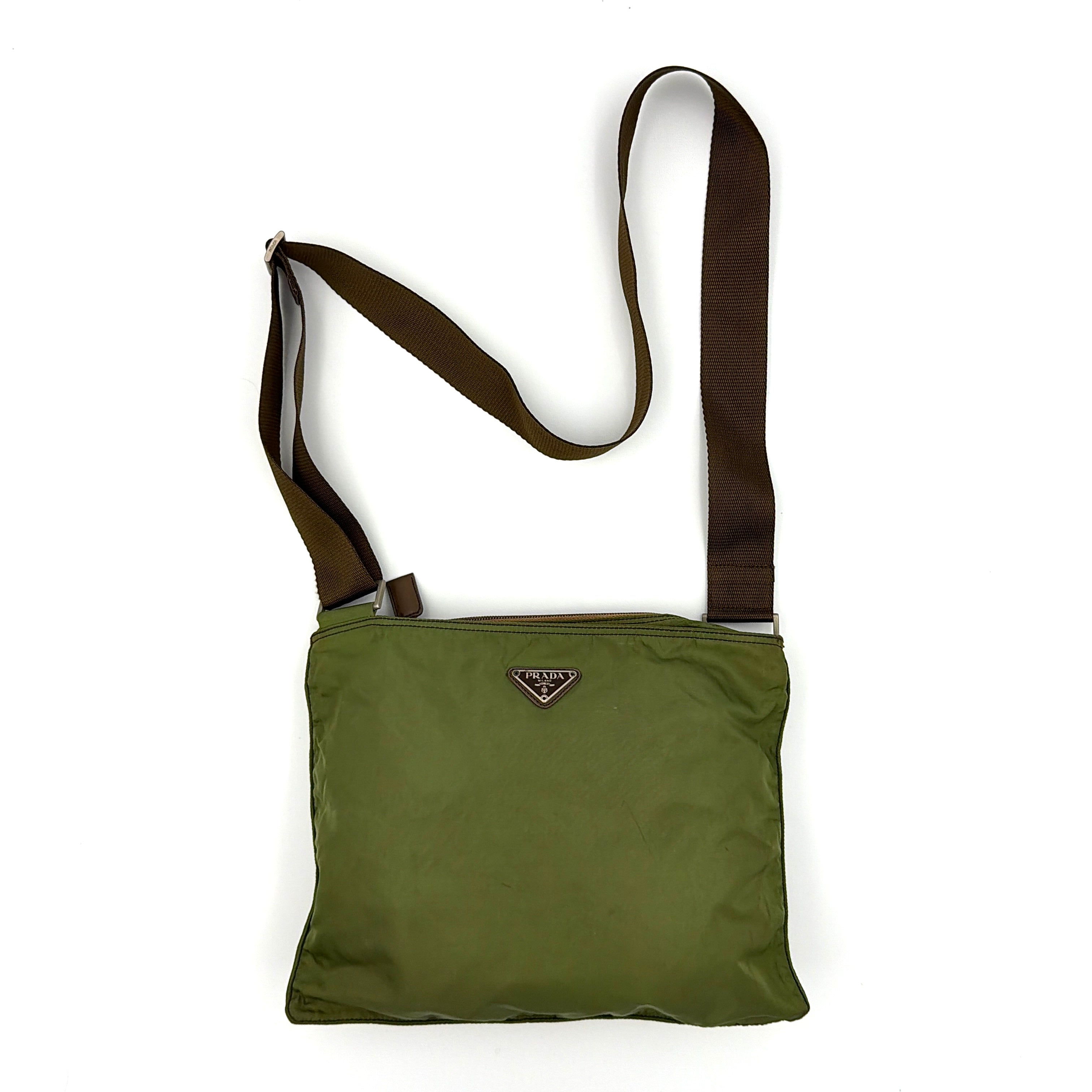 Prada Tessuto Nylon Crossbody Bag Olive Green
