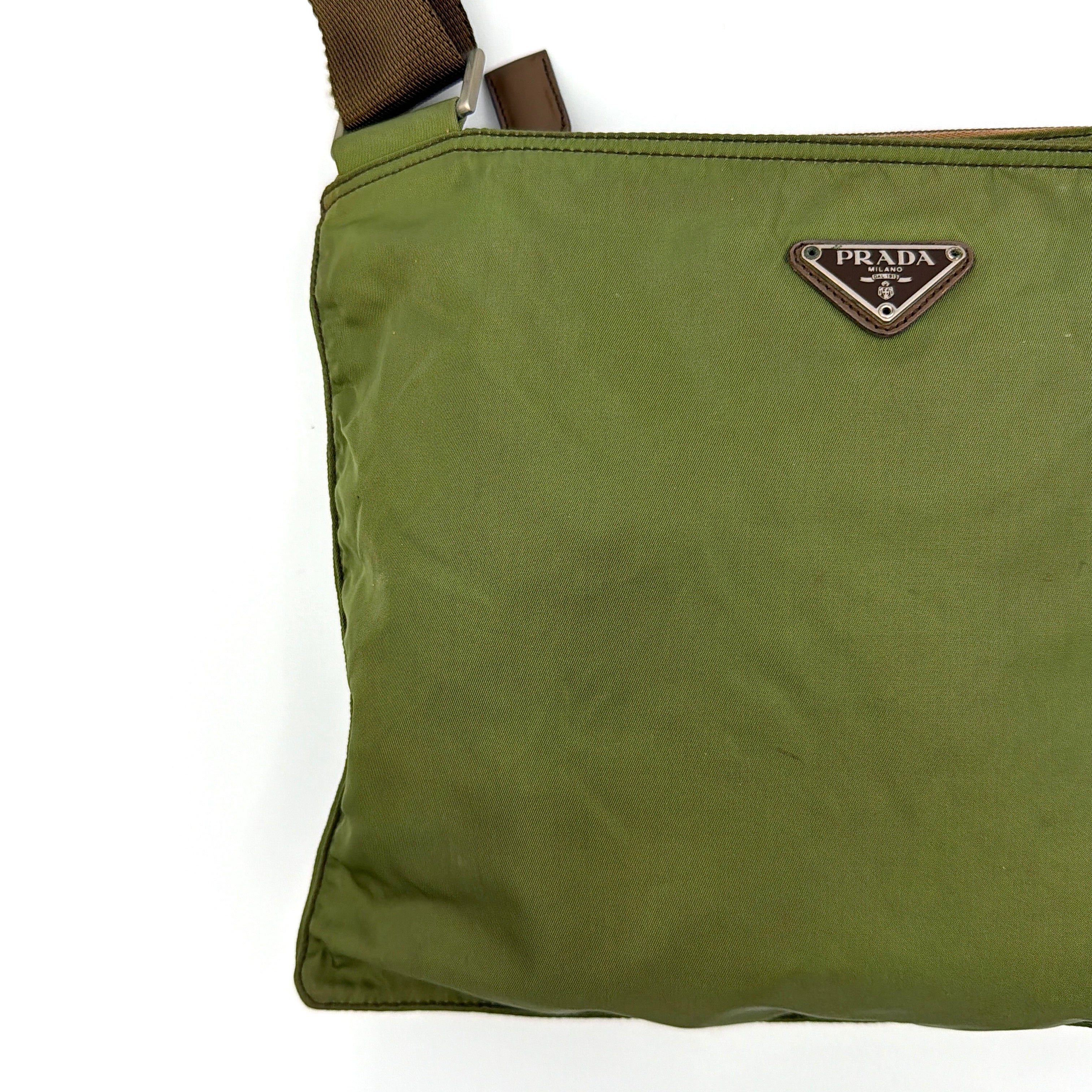 Prada Tessuto Nylon Crossbody Bag Olive Green