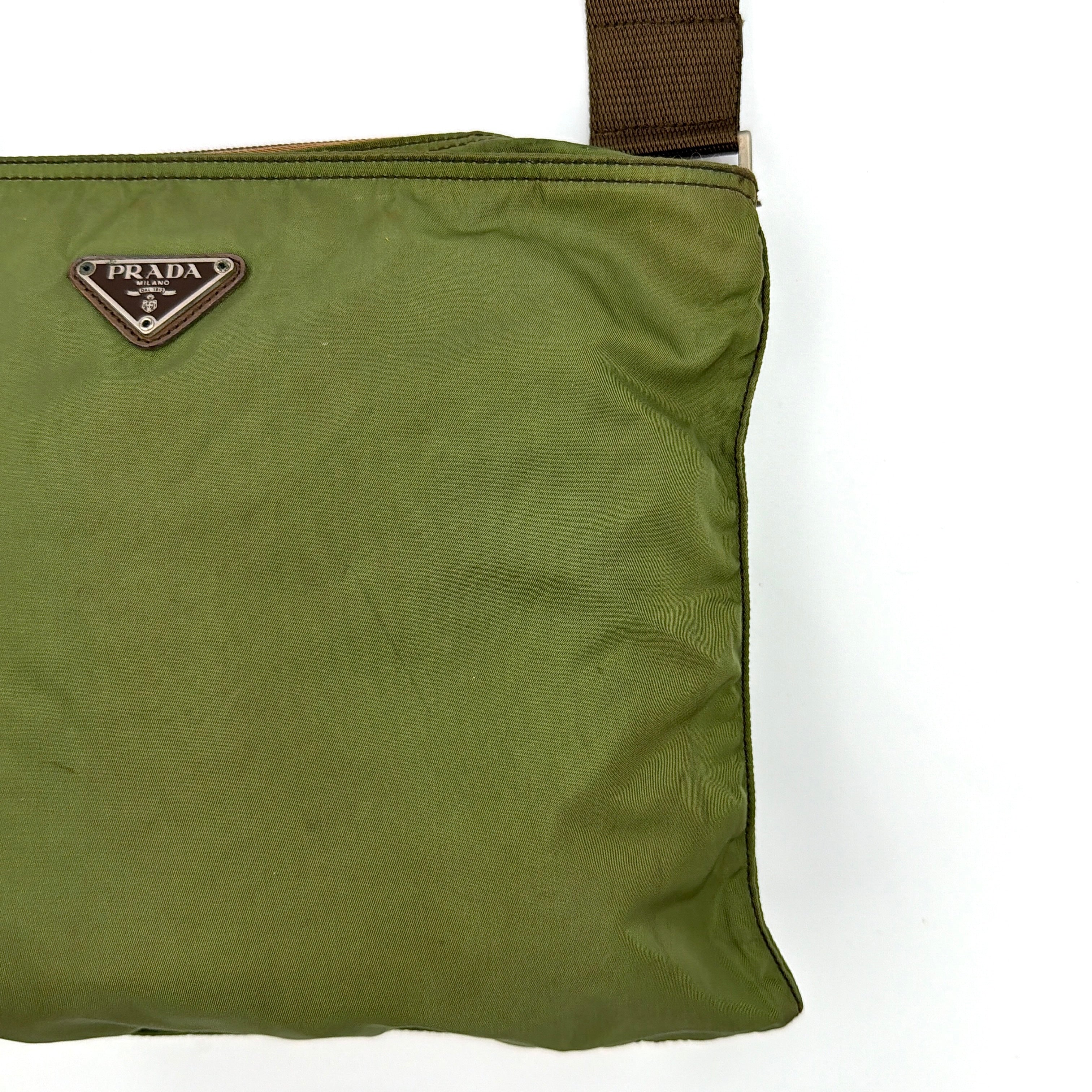 Prada Tessuto Nylon Crossbody Bag Olive Green
